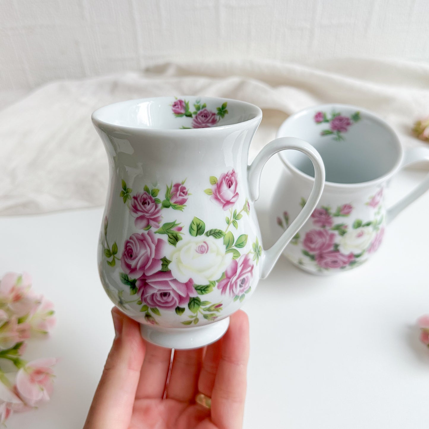 Pair of Vintage Floral Mugs