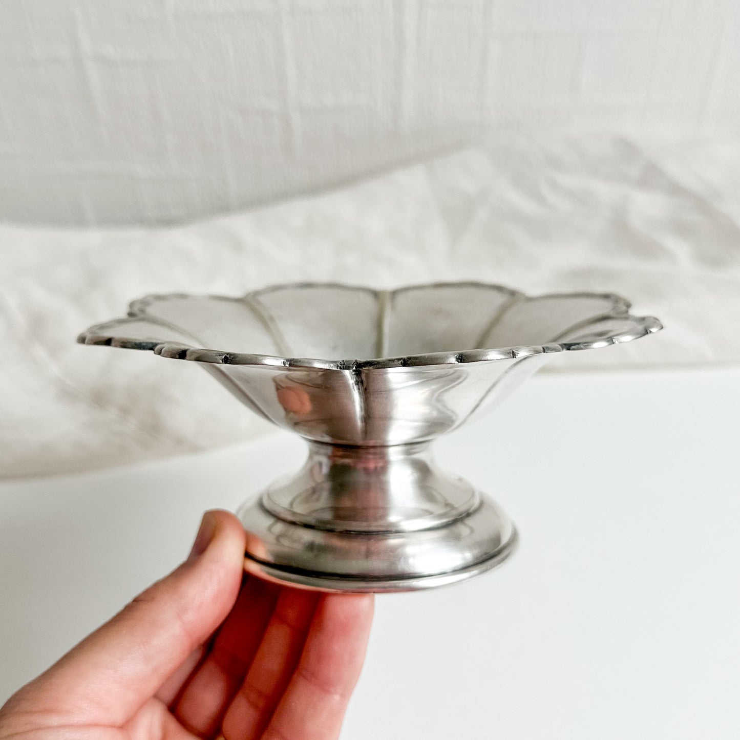 Flower Shaped Silver Plated Pedestal Dish