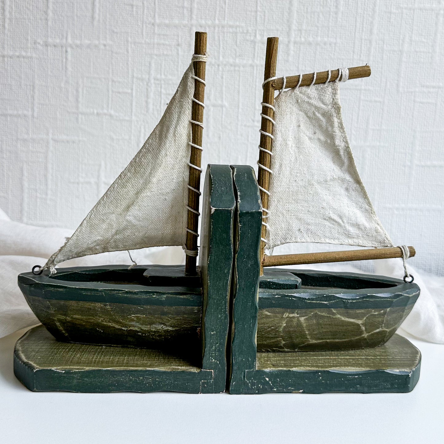 Pair of Green Boat Bookends