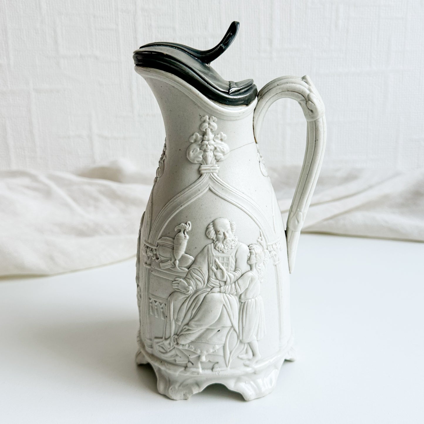 Victorian Moulded Jug with Pewter Lid