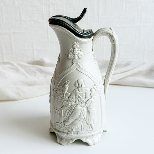 Victorian Moulded Jug with Pewter Lid