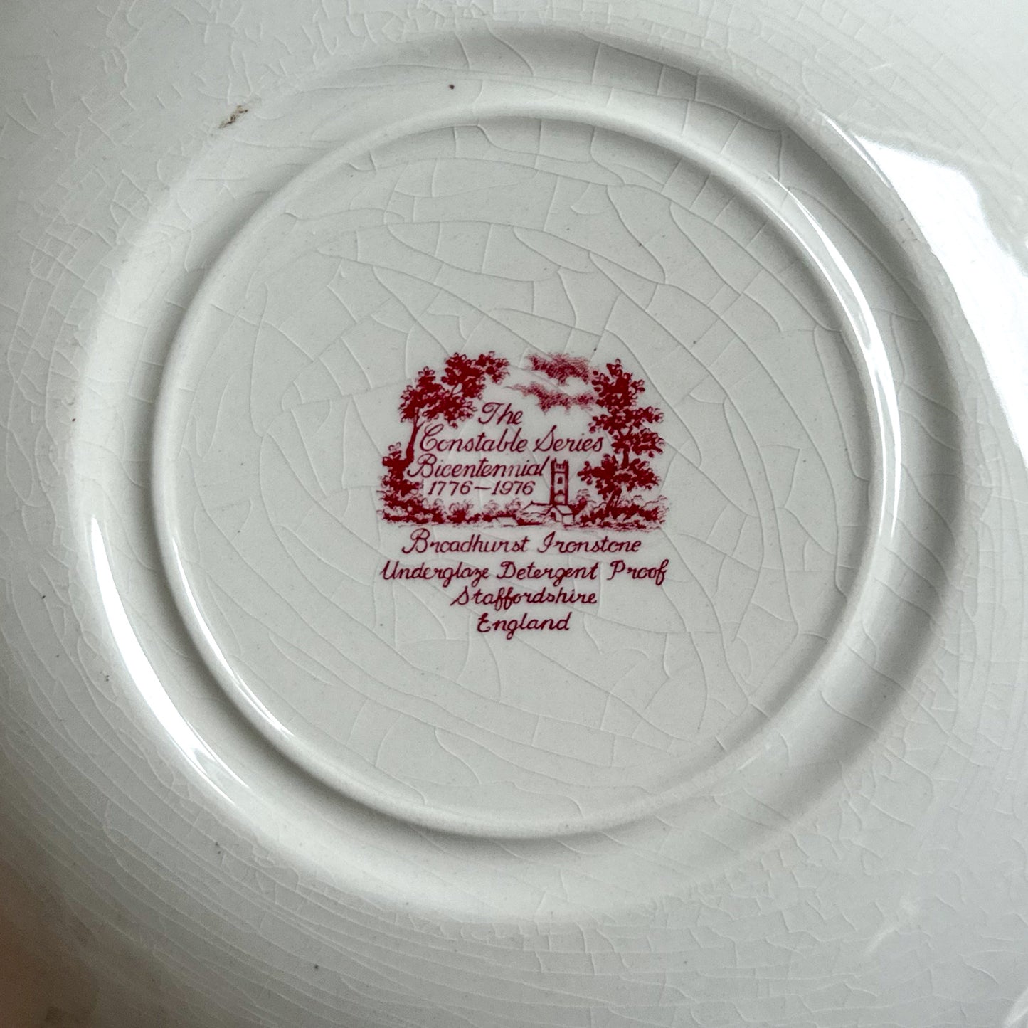 Set of 3 Vintage Red Transferware Shallow Bowls