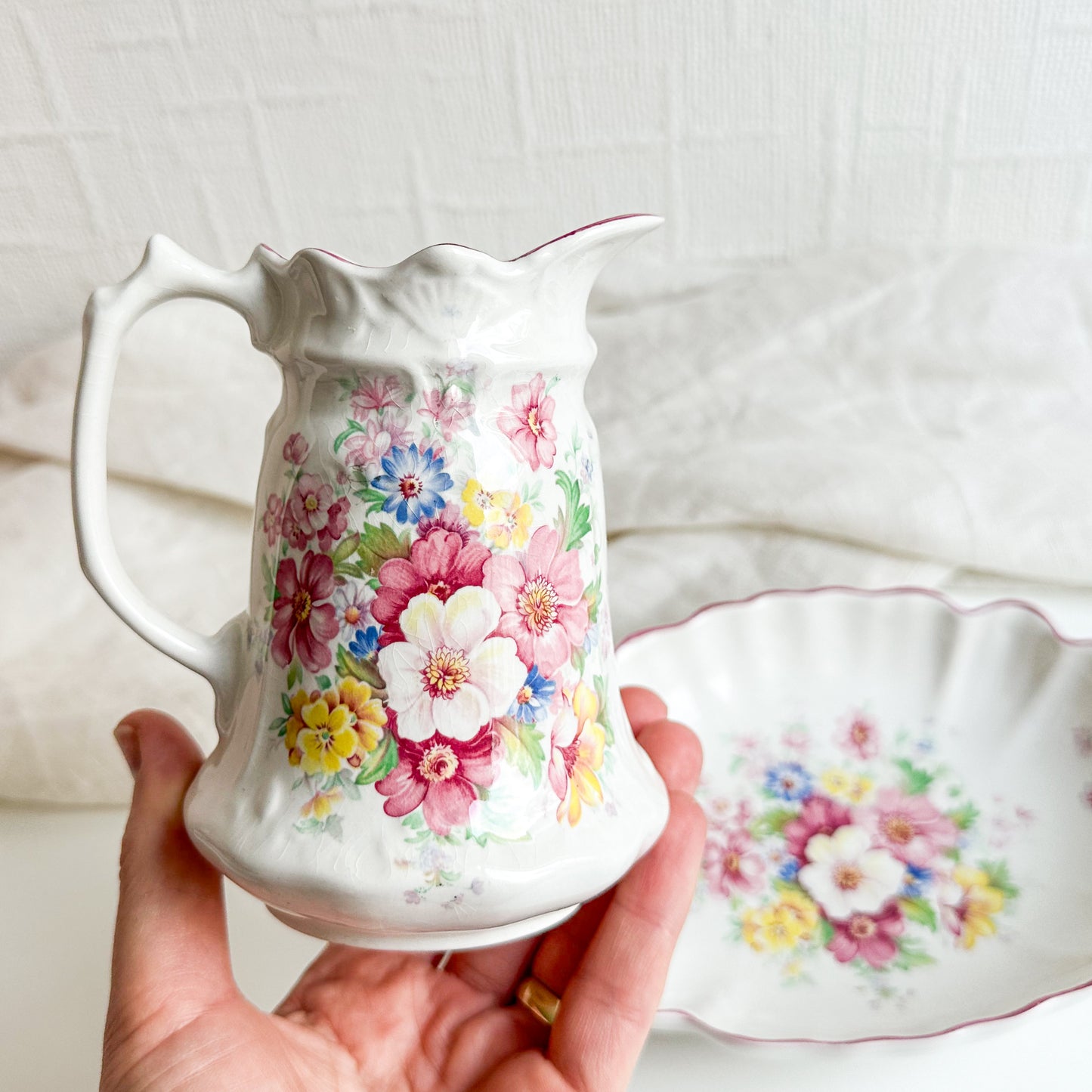 Floral Jug and Bowl Set