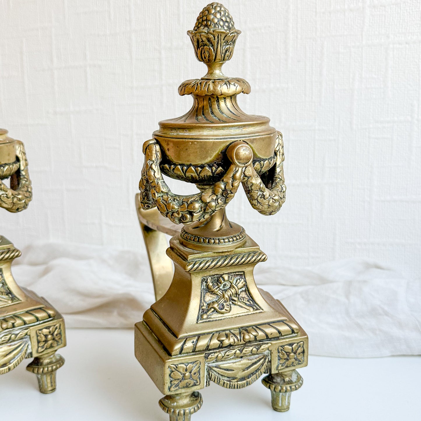 Pair of Antique Brass Fire Dogs