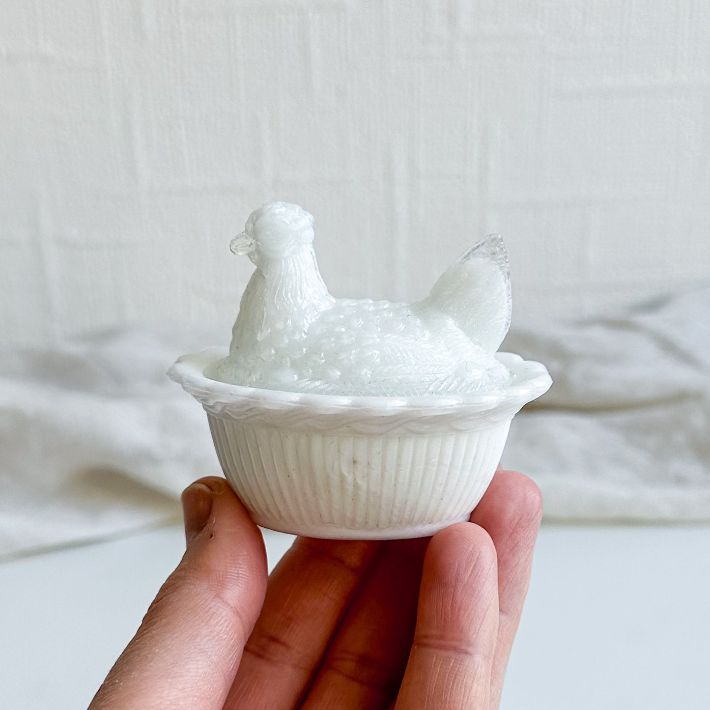 Small Milk Glass Hen on Nest
