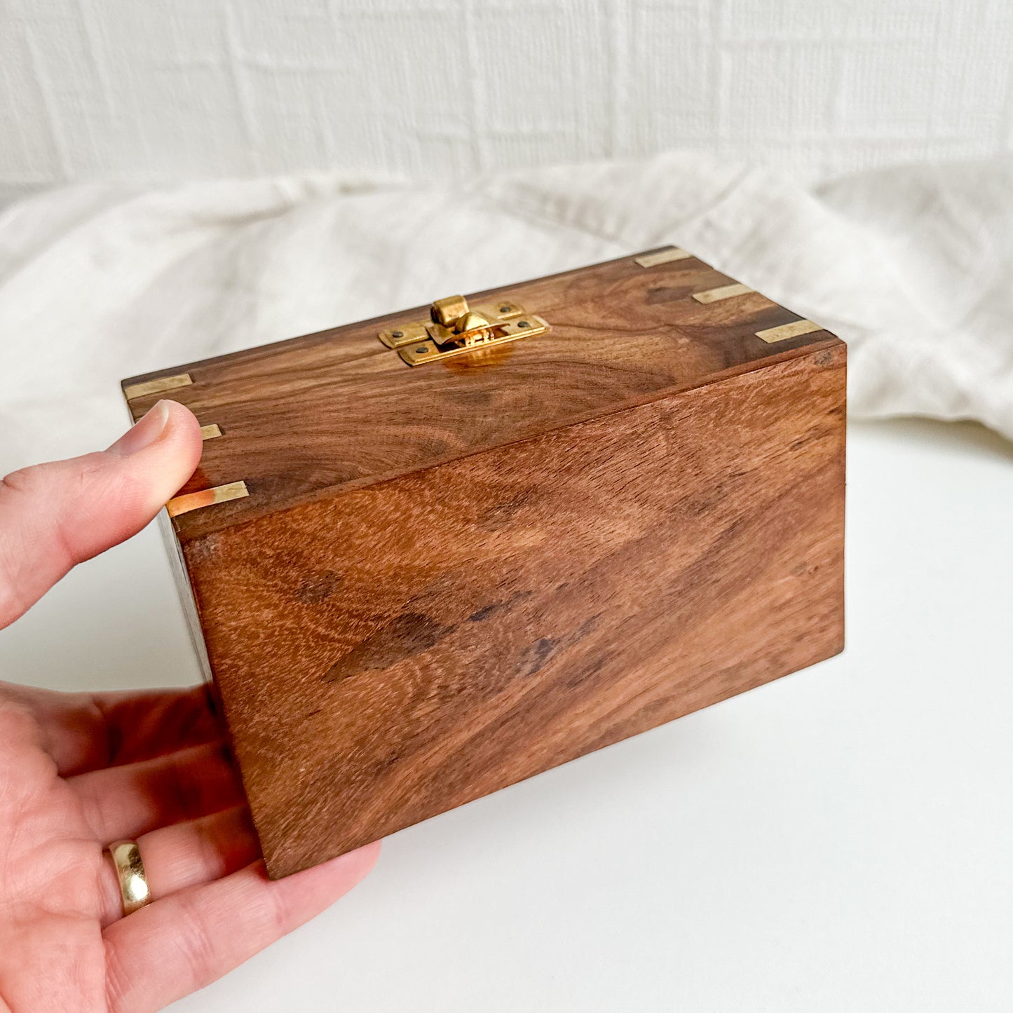 Wooden Box with Brass Anchor Inlay