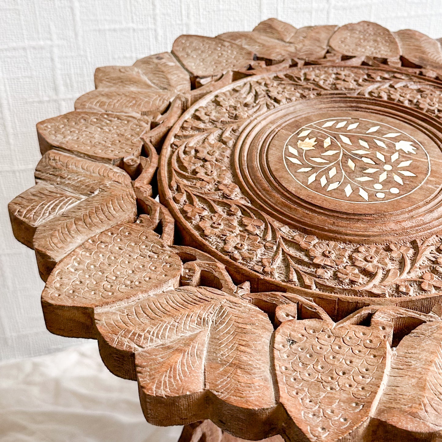 Hand Carved Wooden Plant Stand