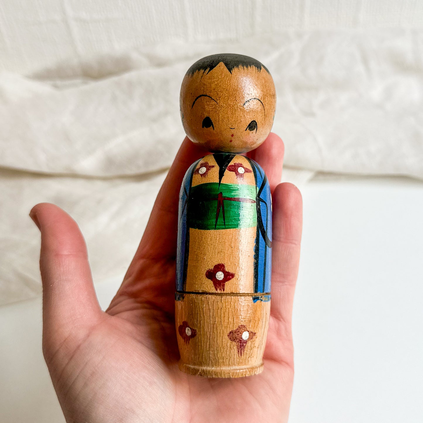 Vintage Kokeshi Bobblehead Nesting Dolls