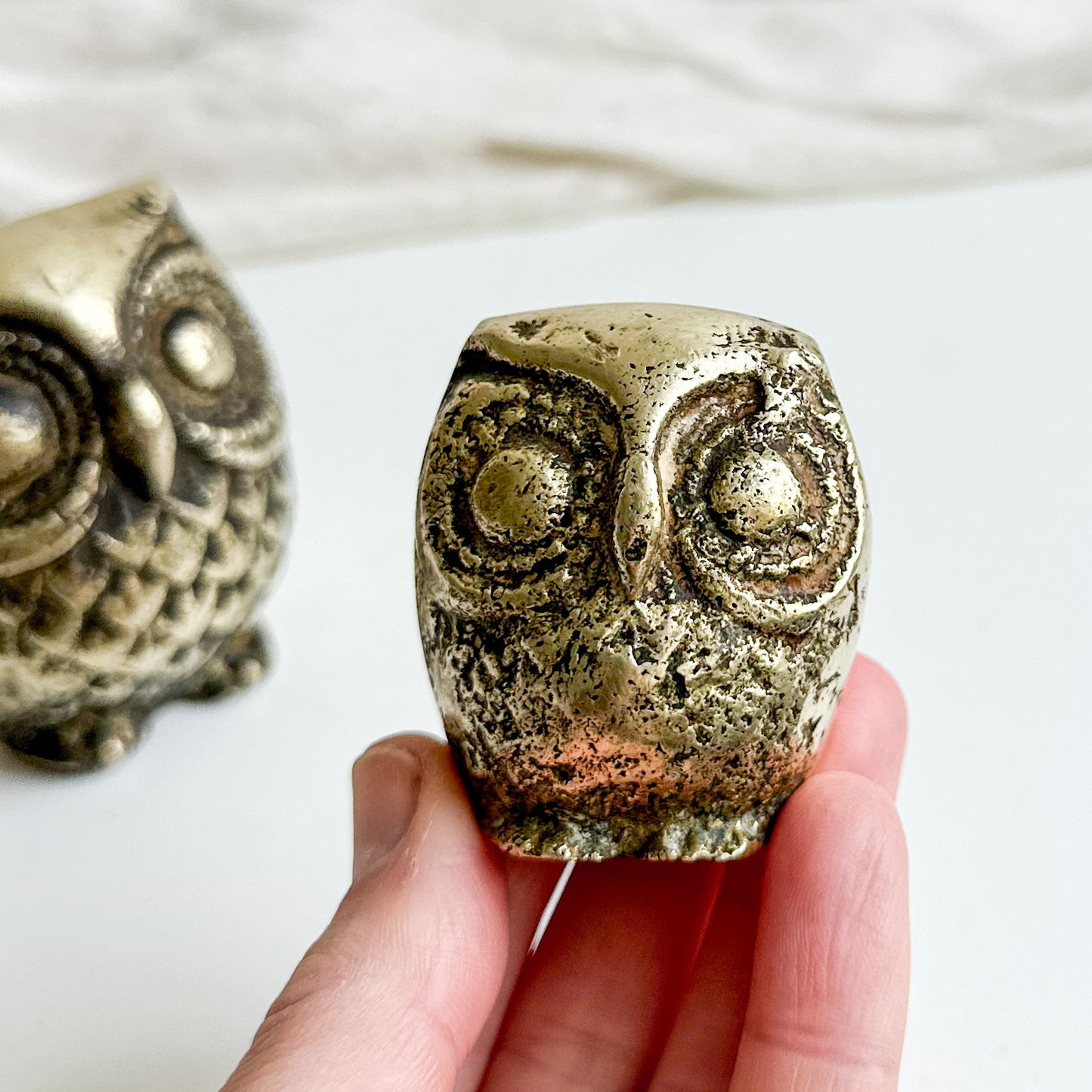 Pair of Brass Owls