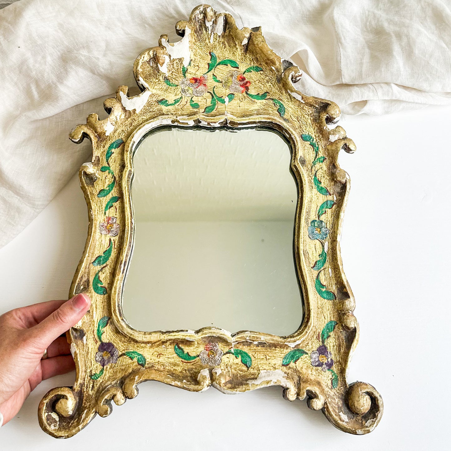 Wall Mirror with Chippy Paint