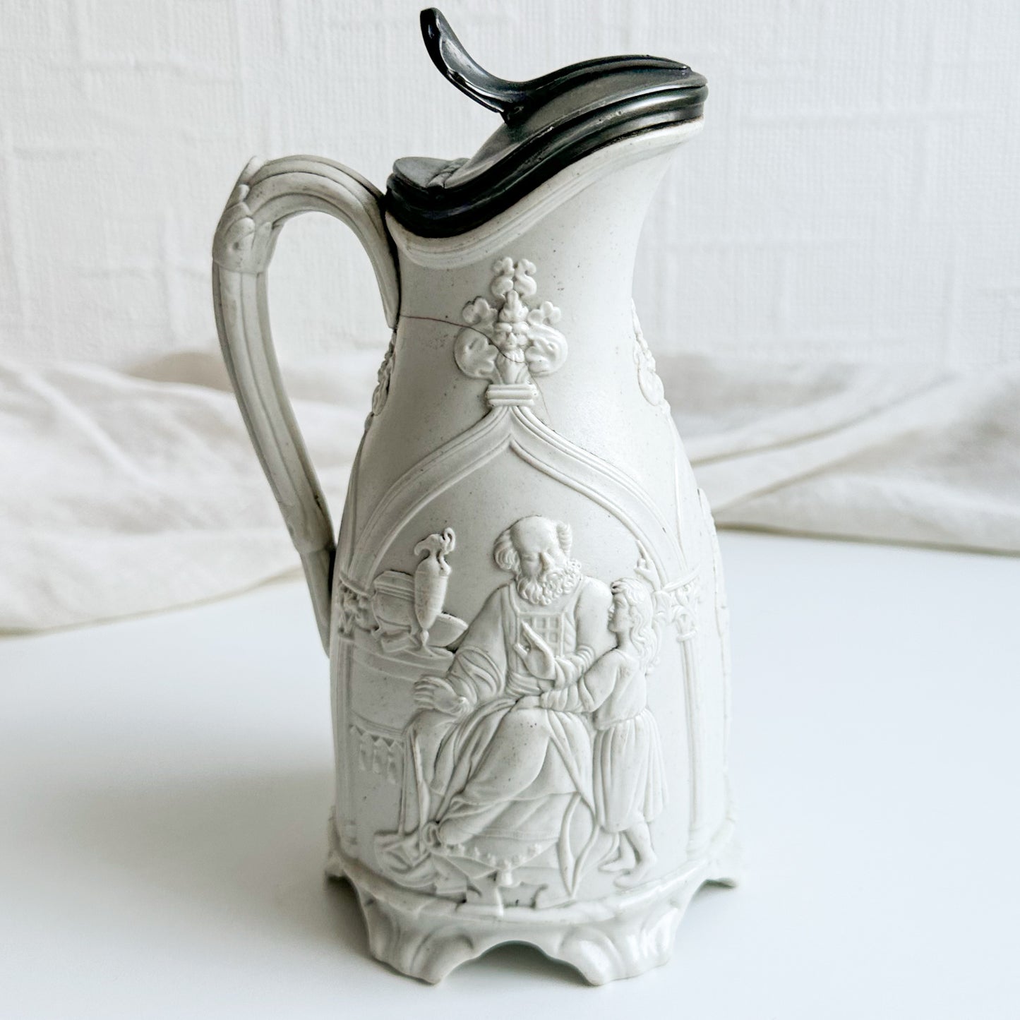 Victorian Moulded Jug with Pewter Lid