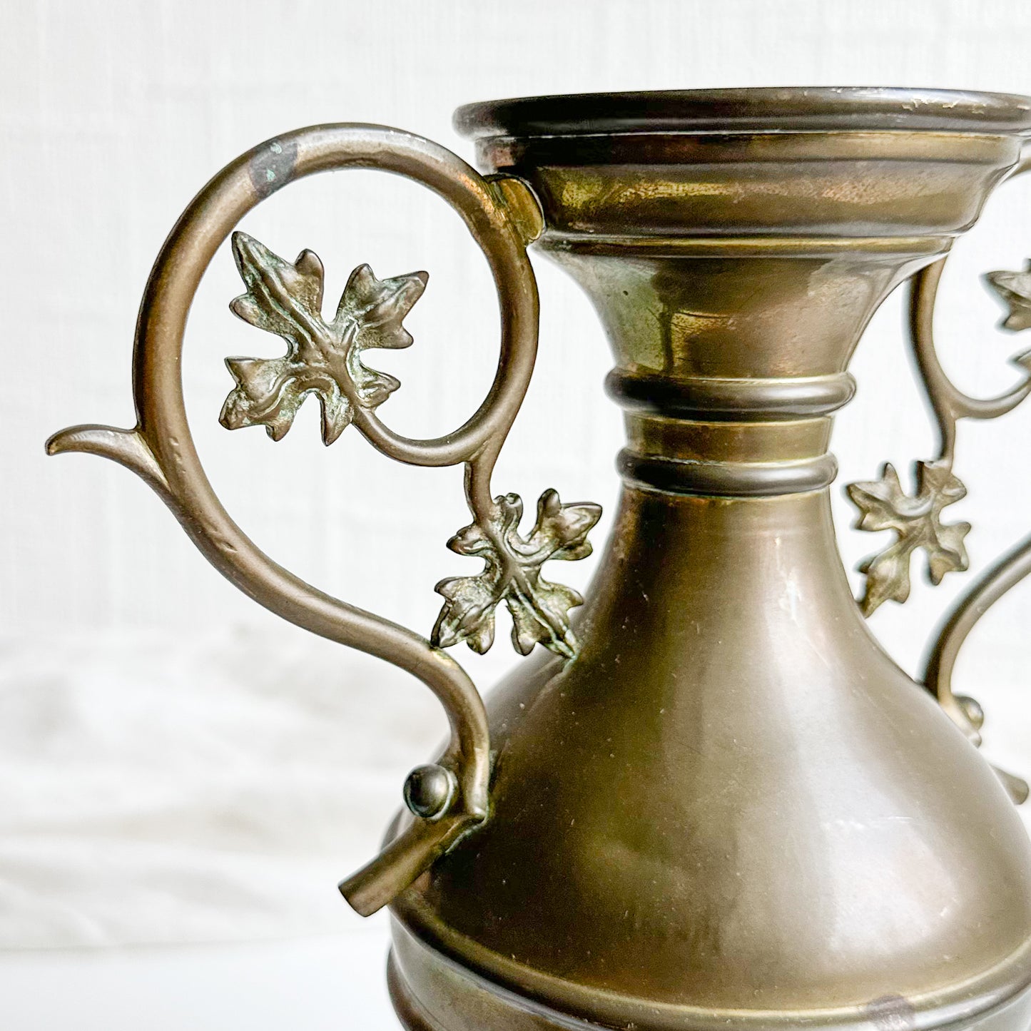 Brass Vase with Leaf Handles