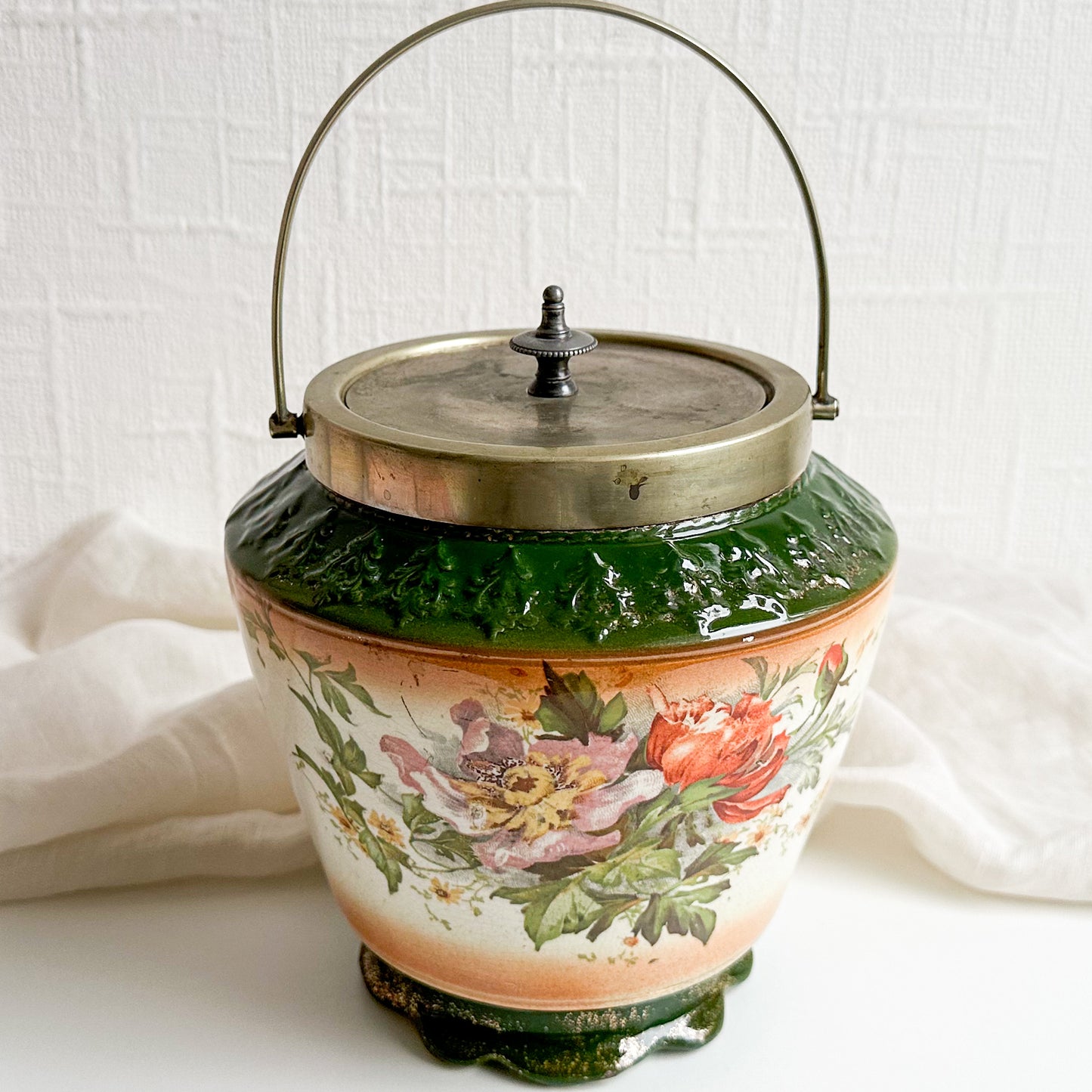 Antique Floral Biscuit Barrel