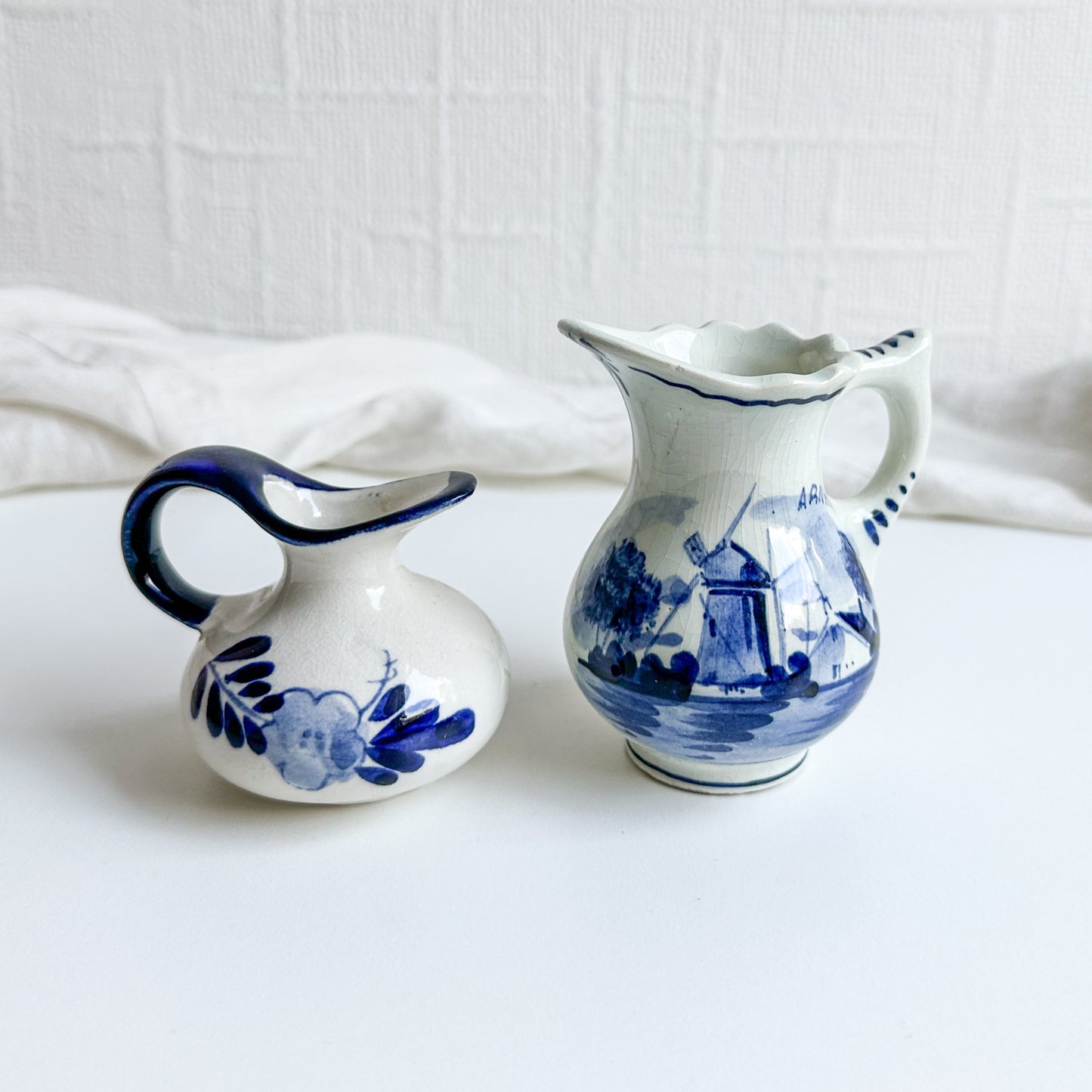 Set of 2 Blue Delft Milk Jugs