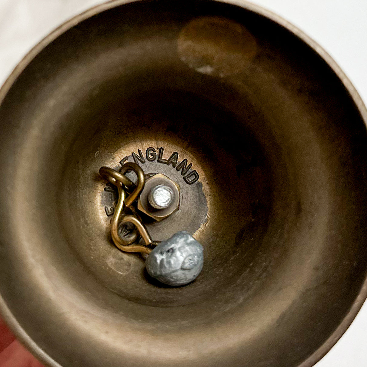 Vintage Brass Bell with Porcelain Handle