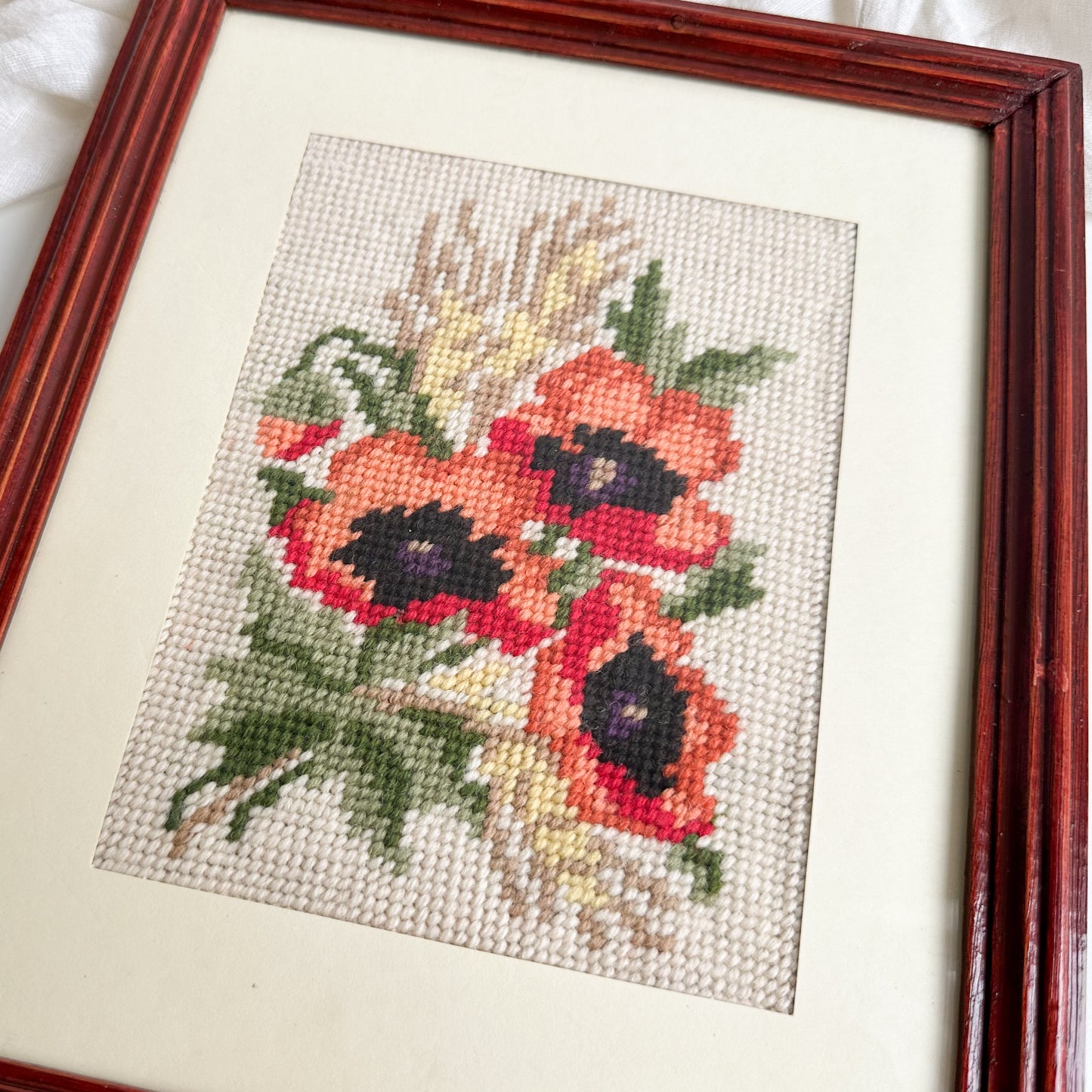 Framed Poppy Needlepoint