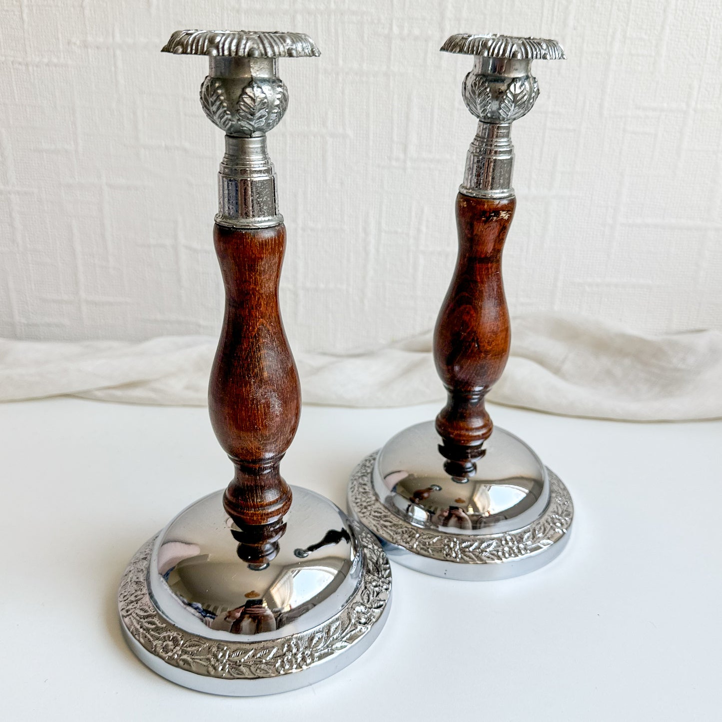 Pair of Oak Candlesticks