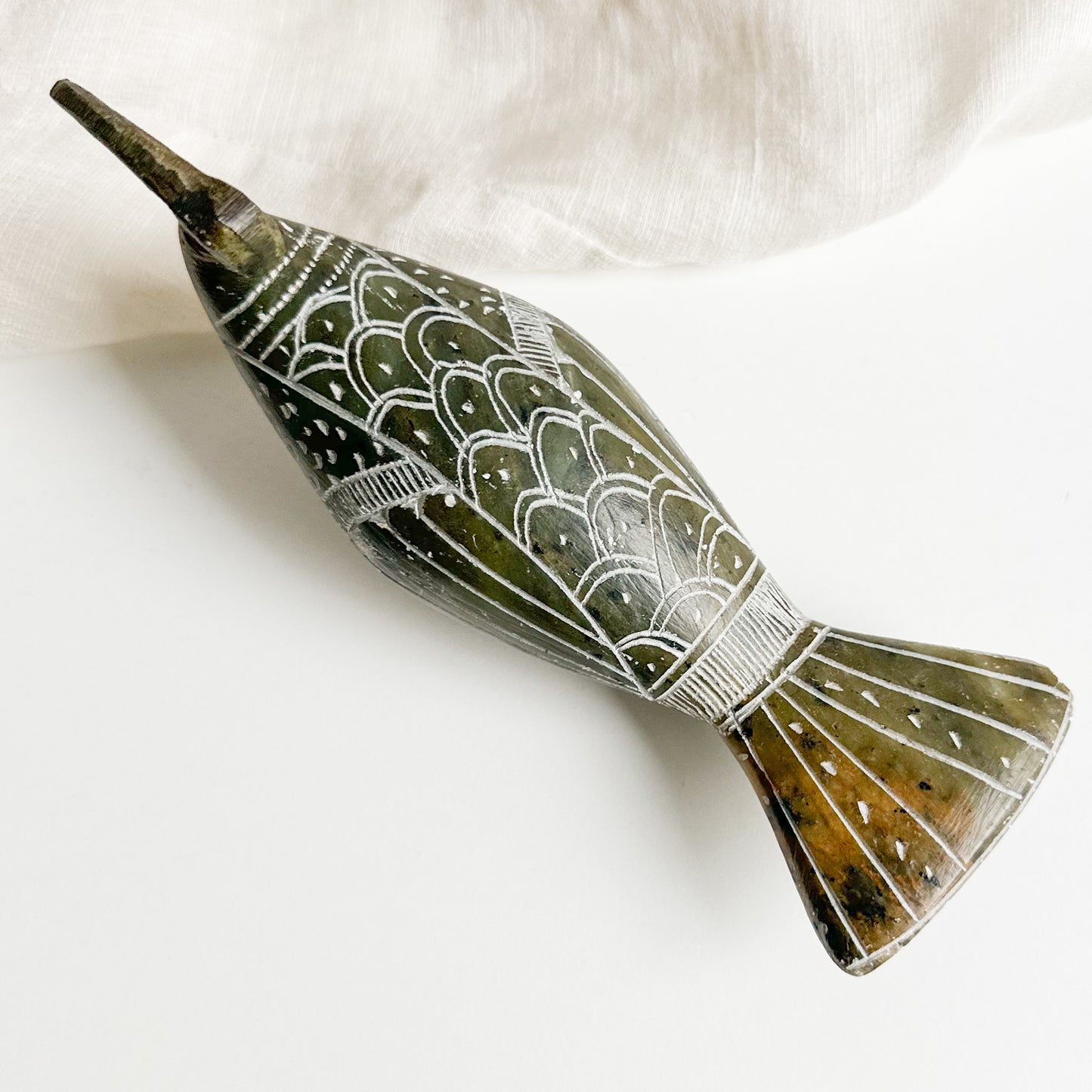 Carved Soapstone Egyptian Ibis Bird