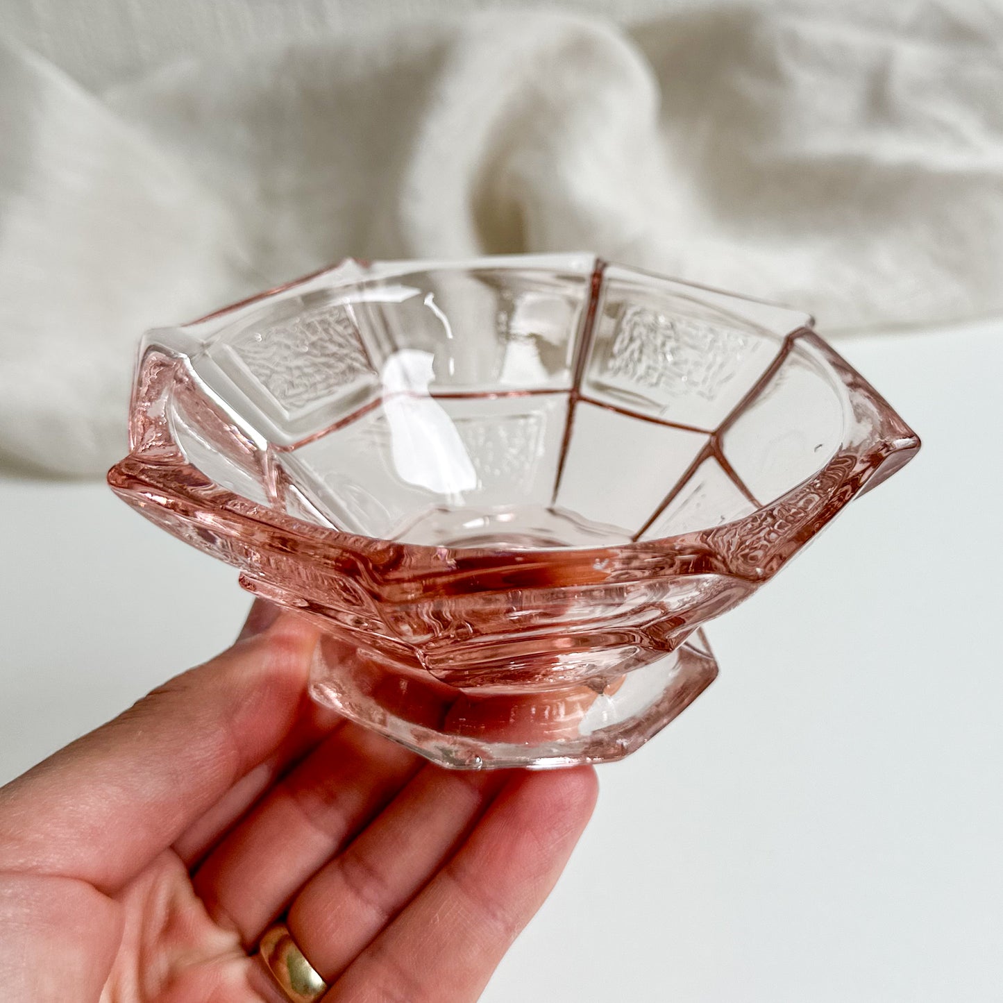 Art Deco Pink Glass Small Bowl