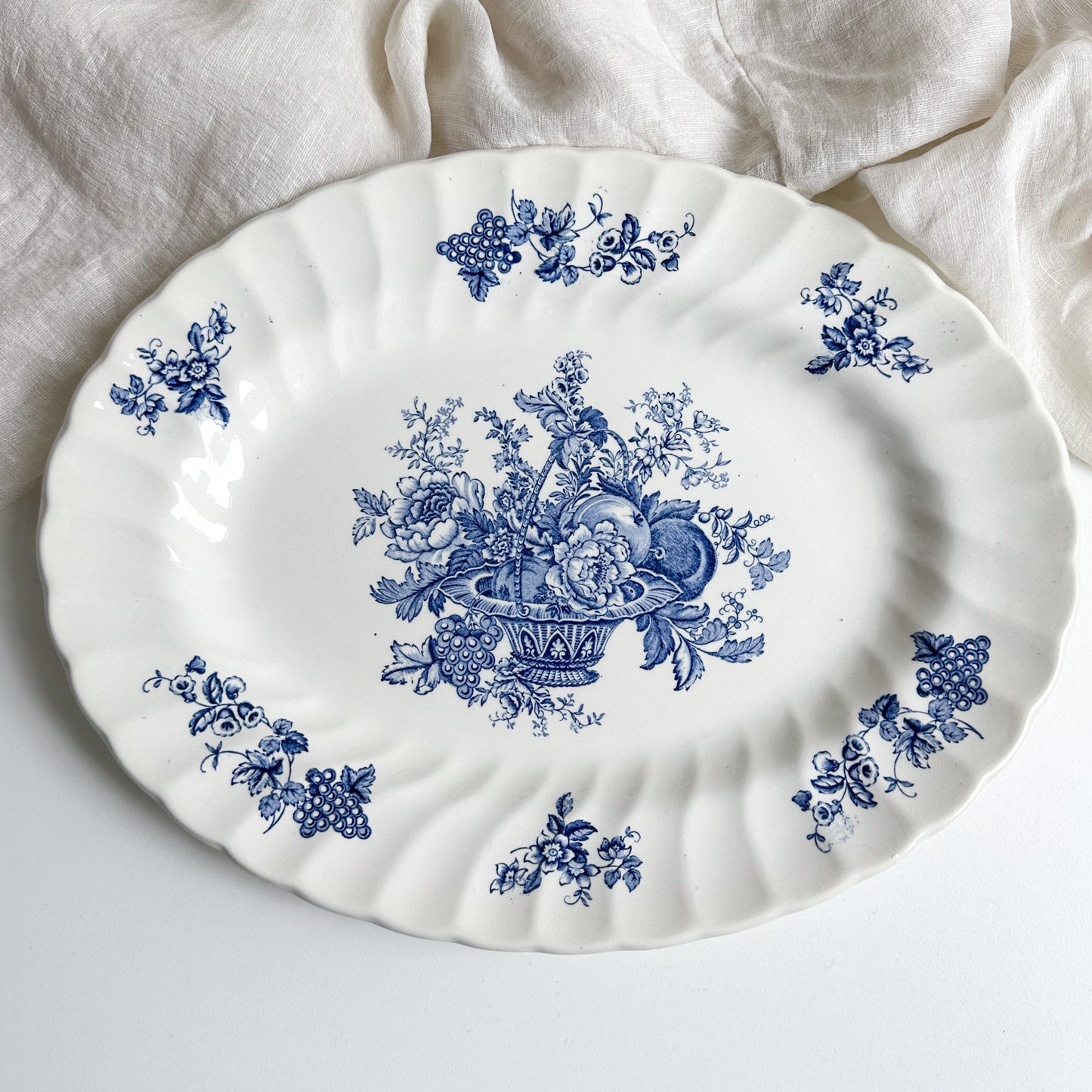 Blue Transferware Oval Platter by Myott Meakin