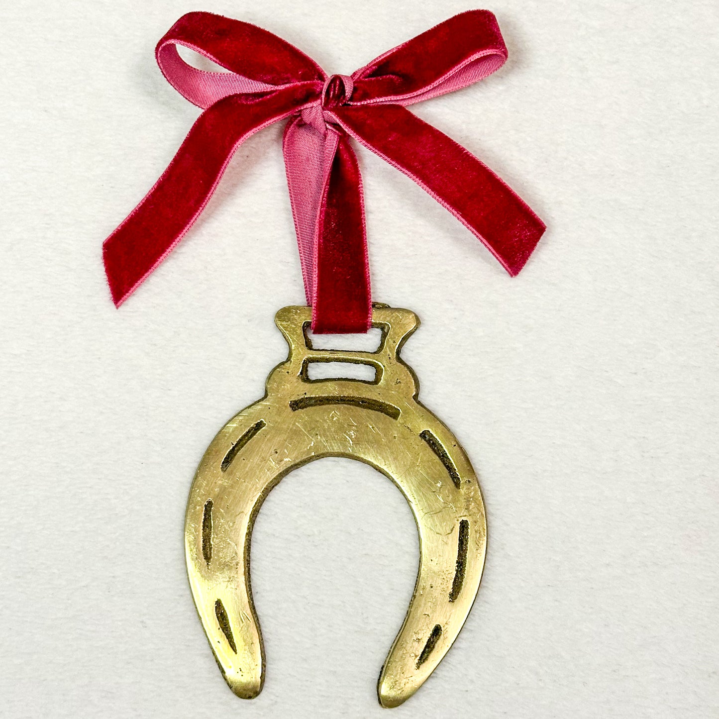 Brass Ornament with Bordeaux Ribbon 1