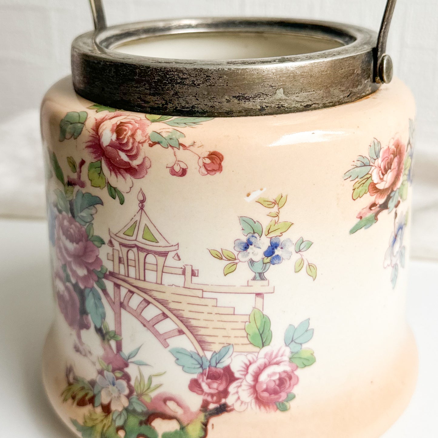 Floral Biscuit Barrel without Lid