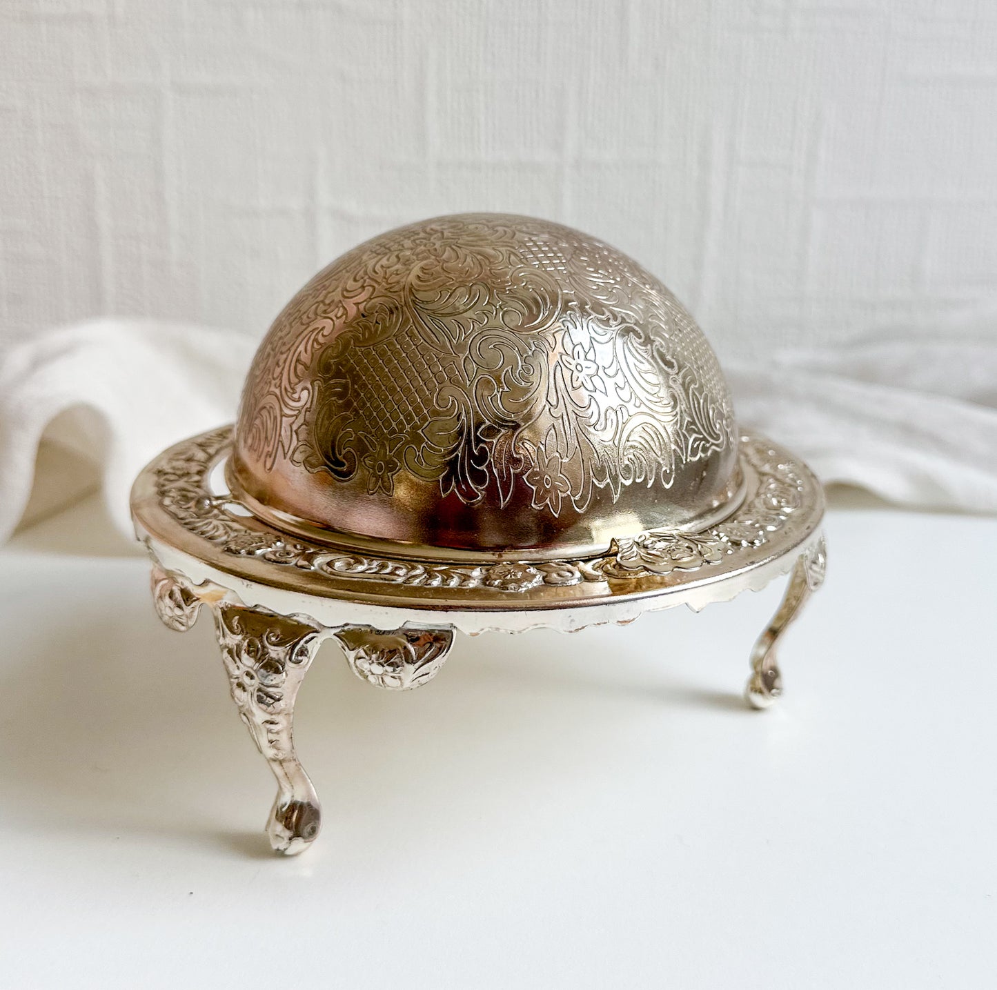 Silver Plated Globe Butter / Caviar Dish