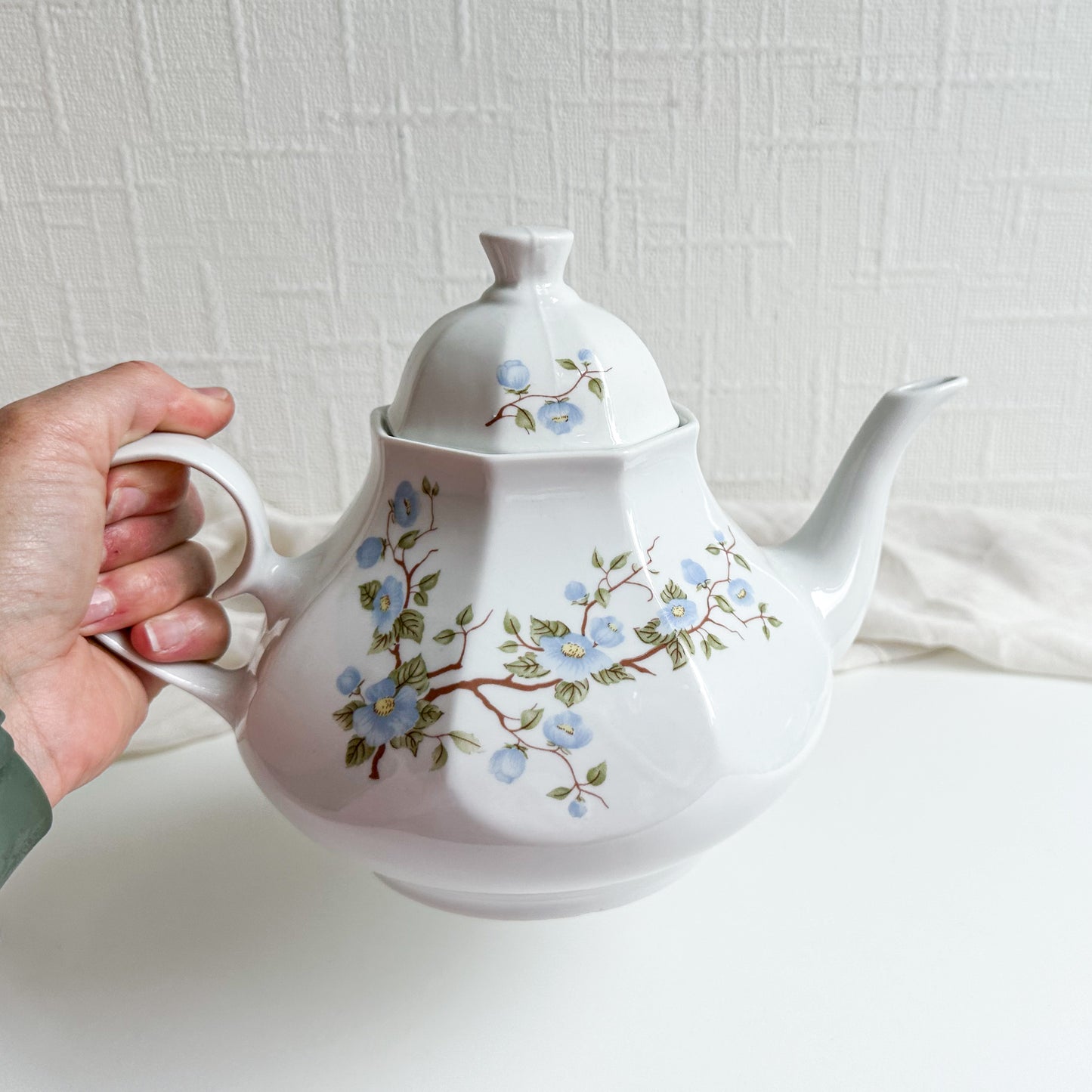 Vintage Blue Floral Teapot