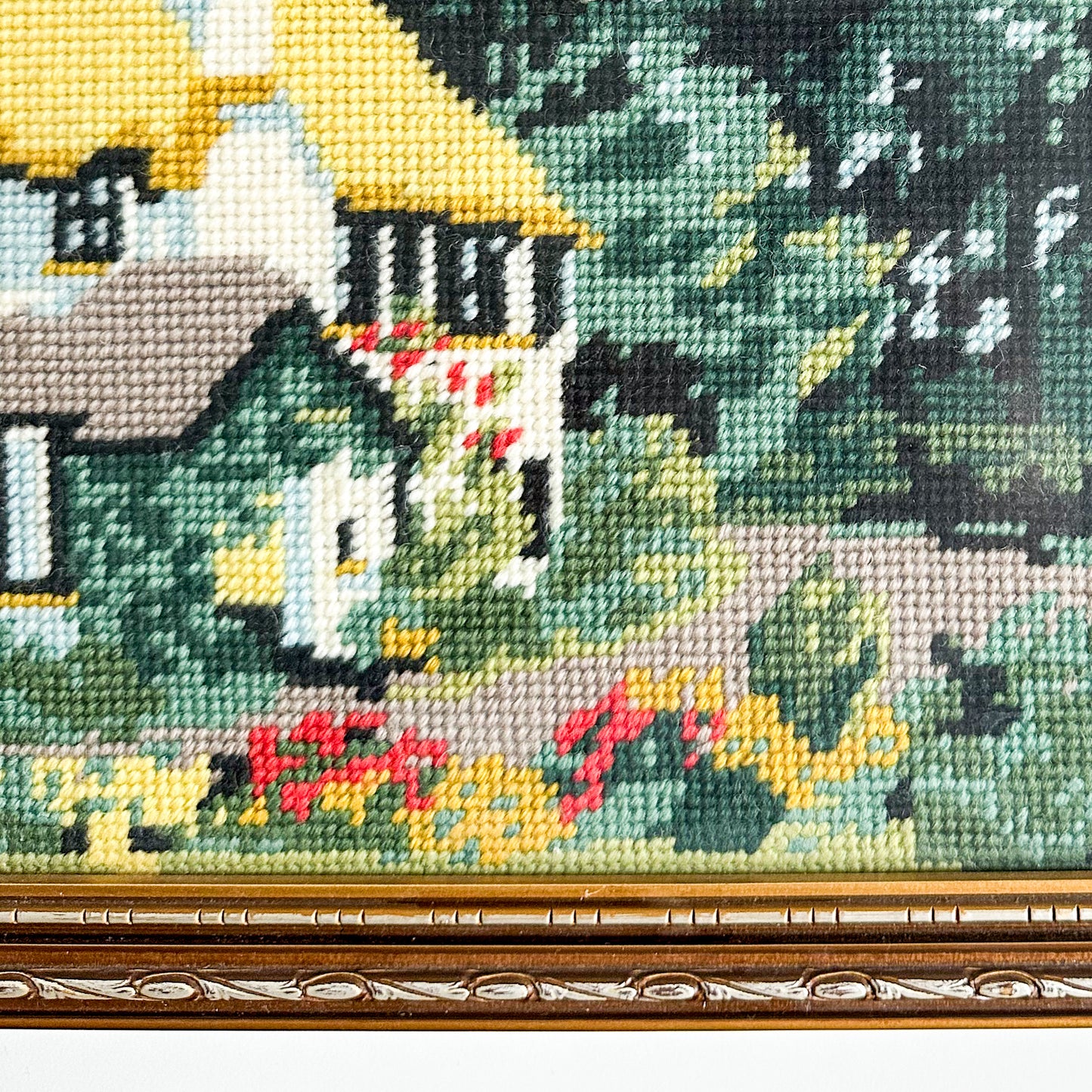 Framed Cottage Needlepoint