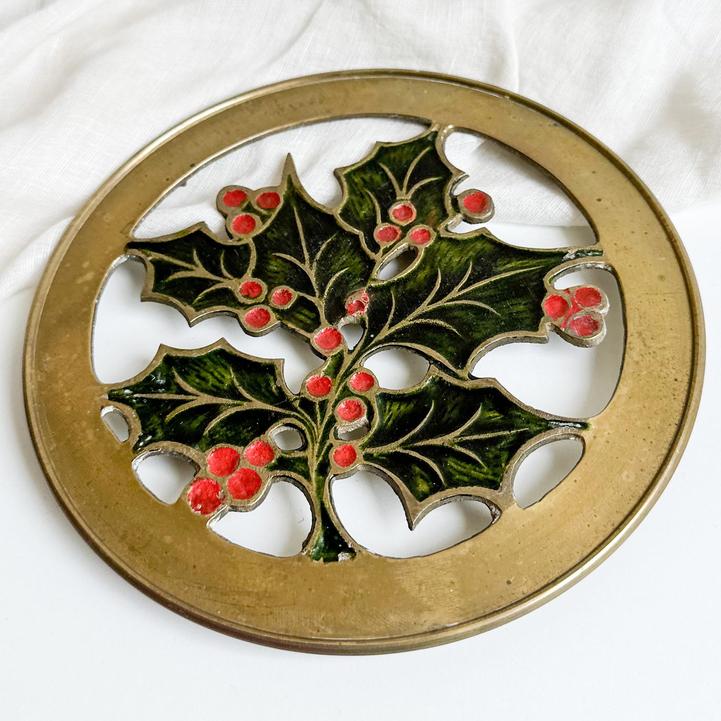 Brass Holly Trivet
