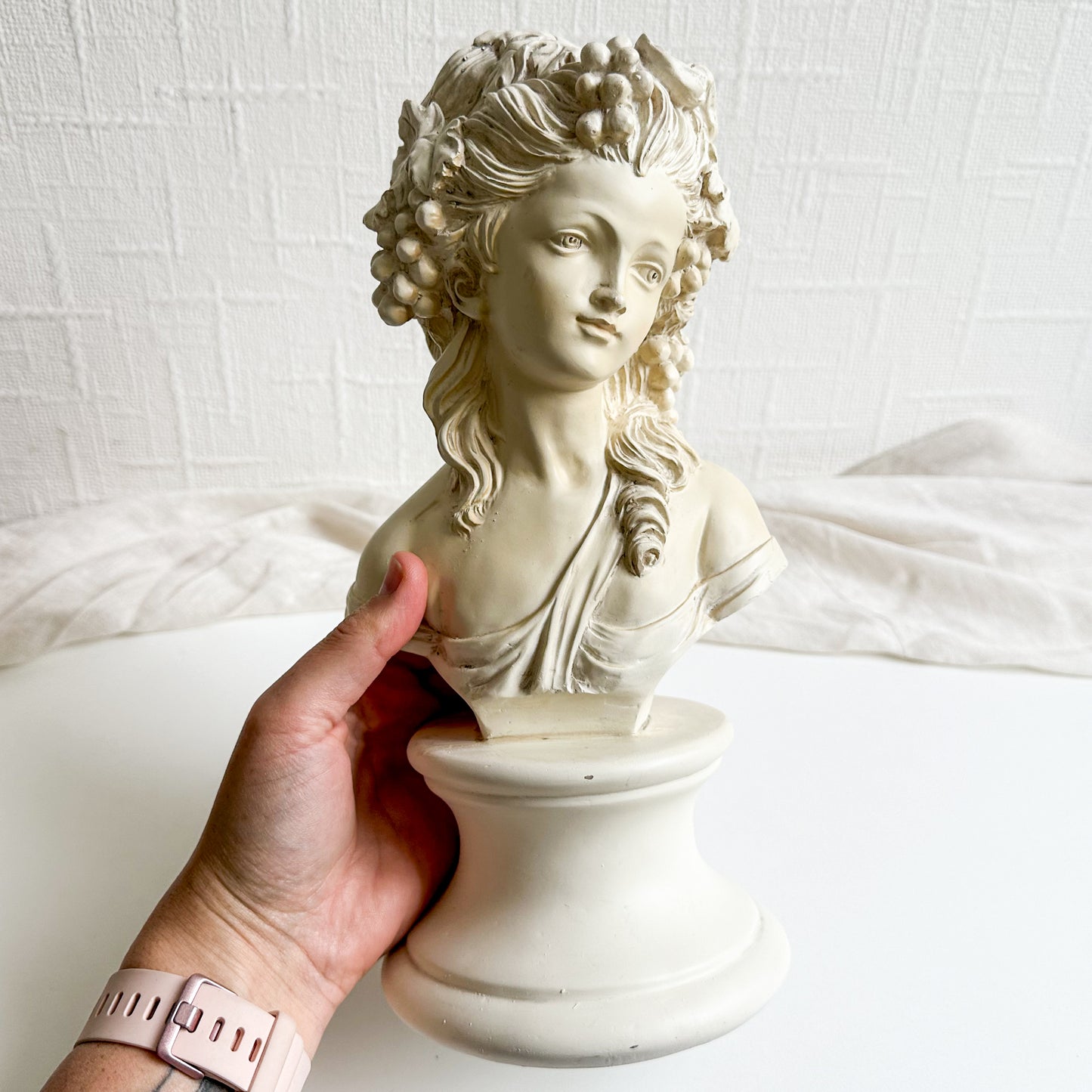 Resin Bust of Lady with Grapes