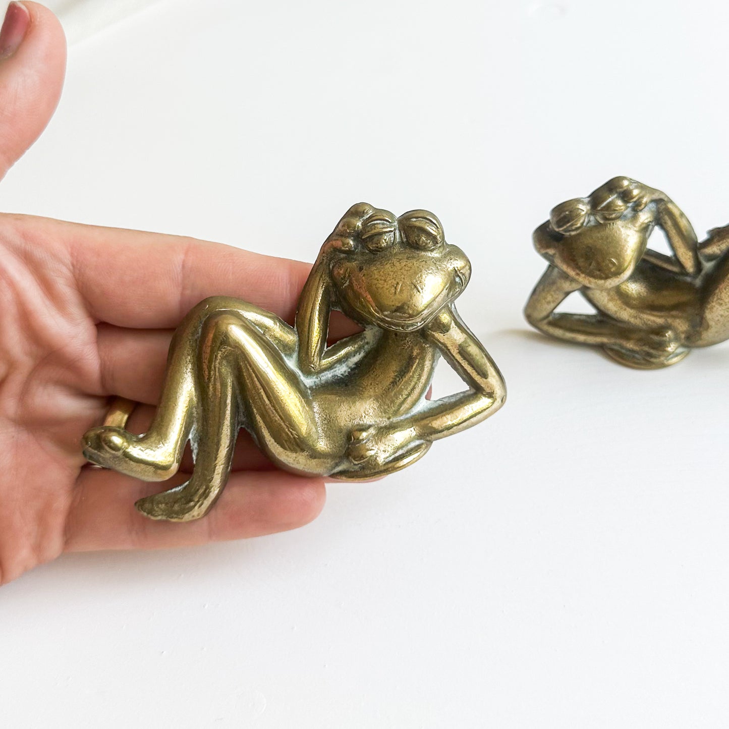 Pair of Brass Frogs