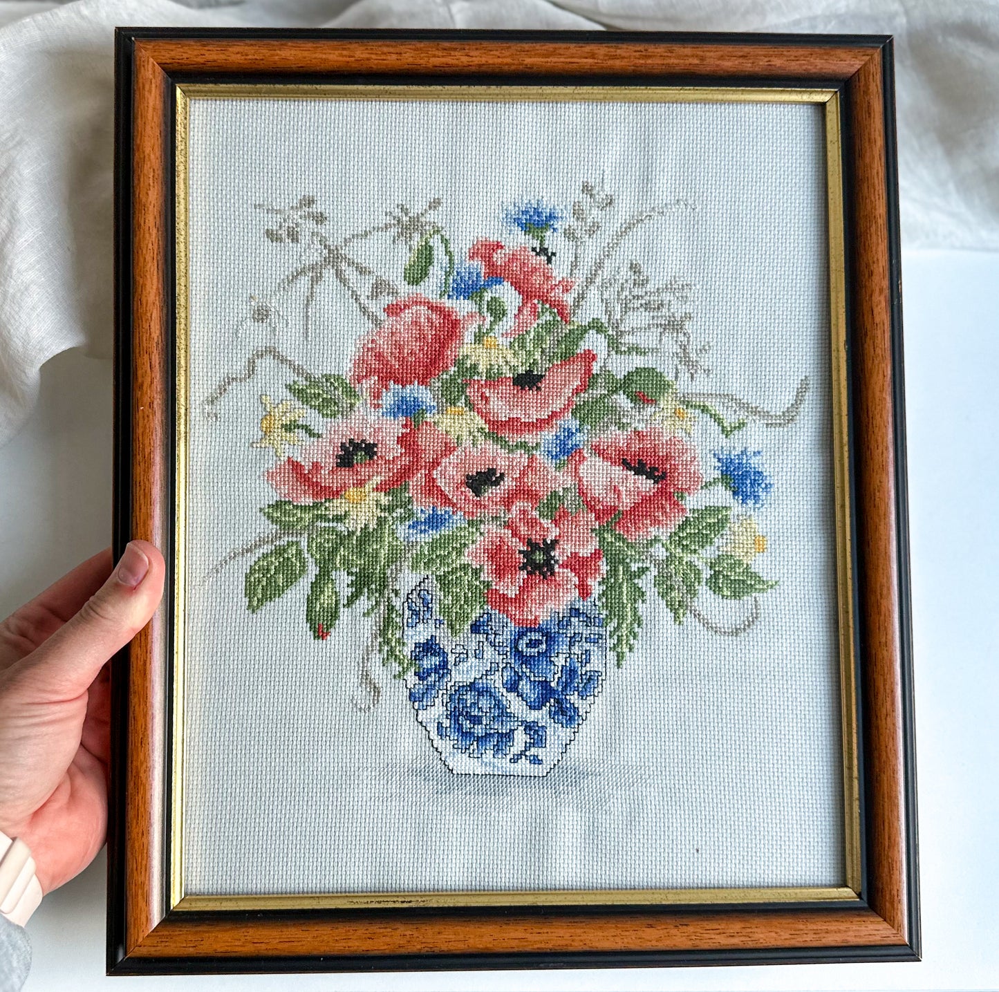 Framed Poppy Cross Stitch