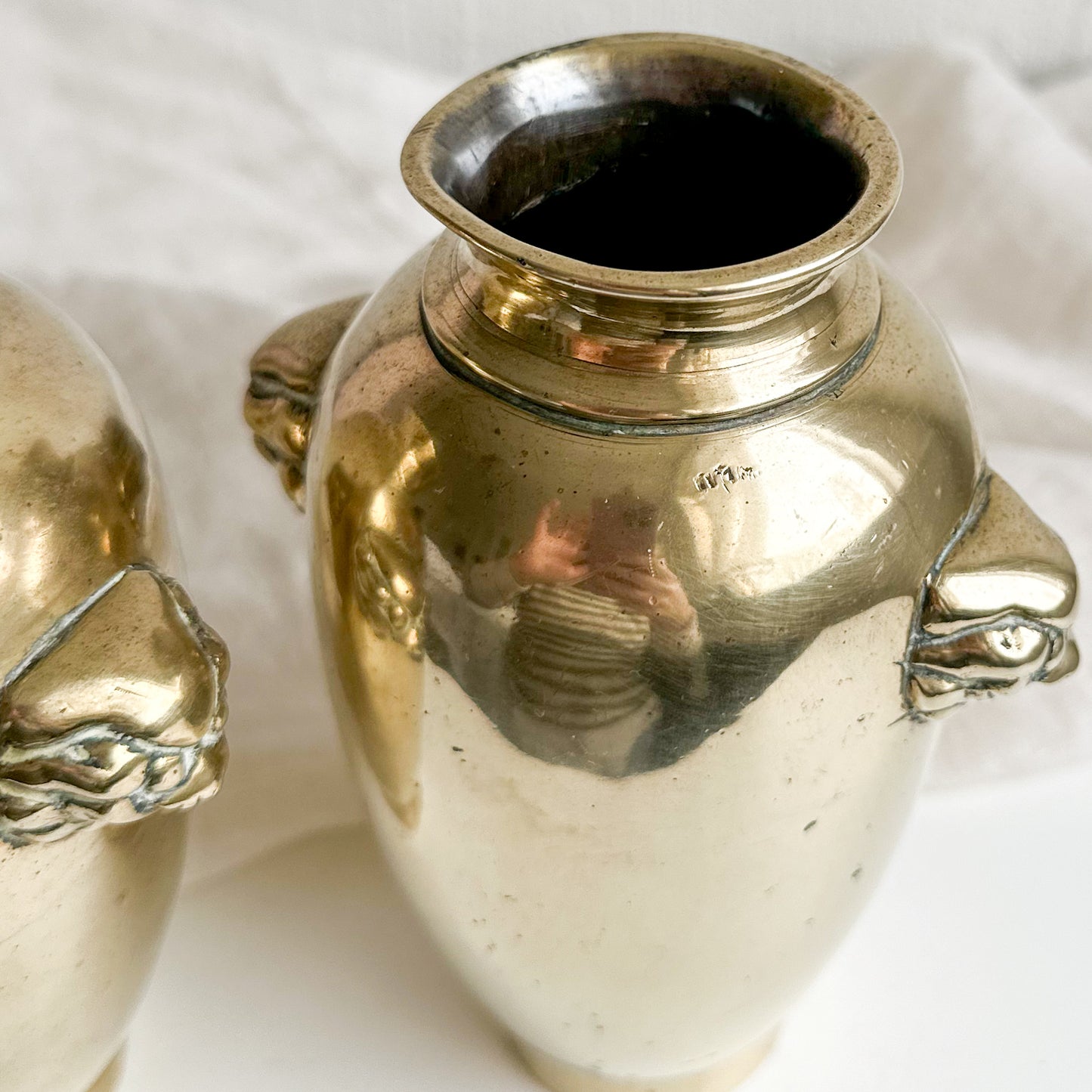 Pair of Solid Brass Vases