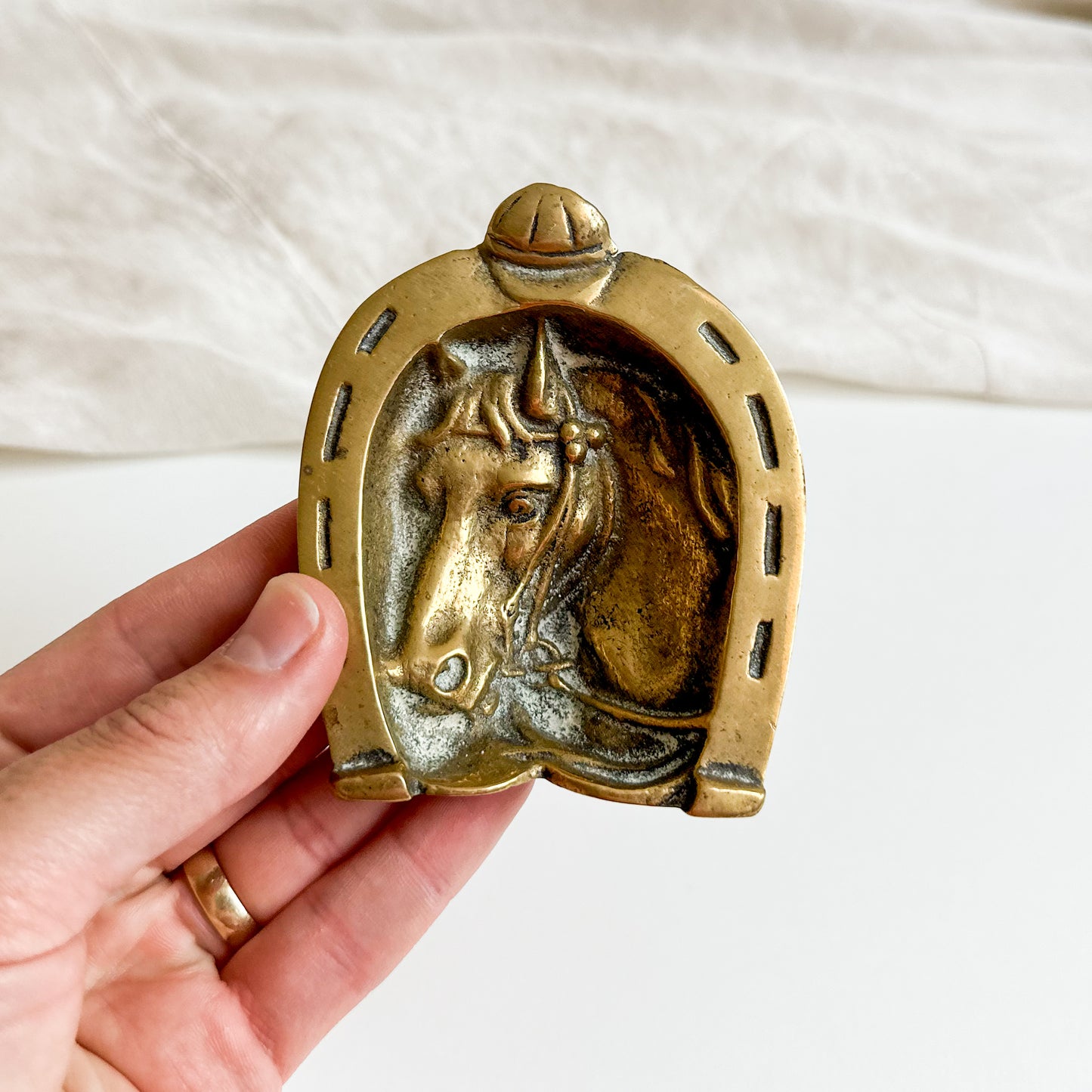 Small Brass Dish with Horse Design