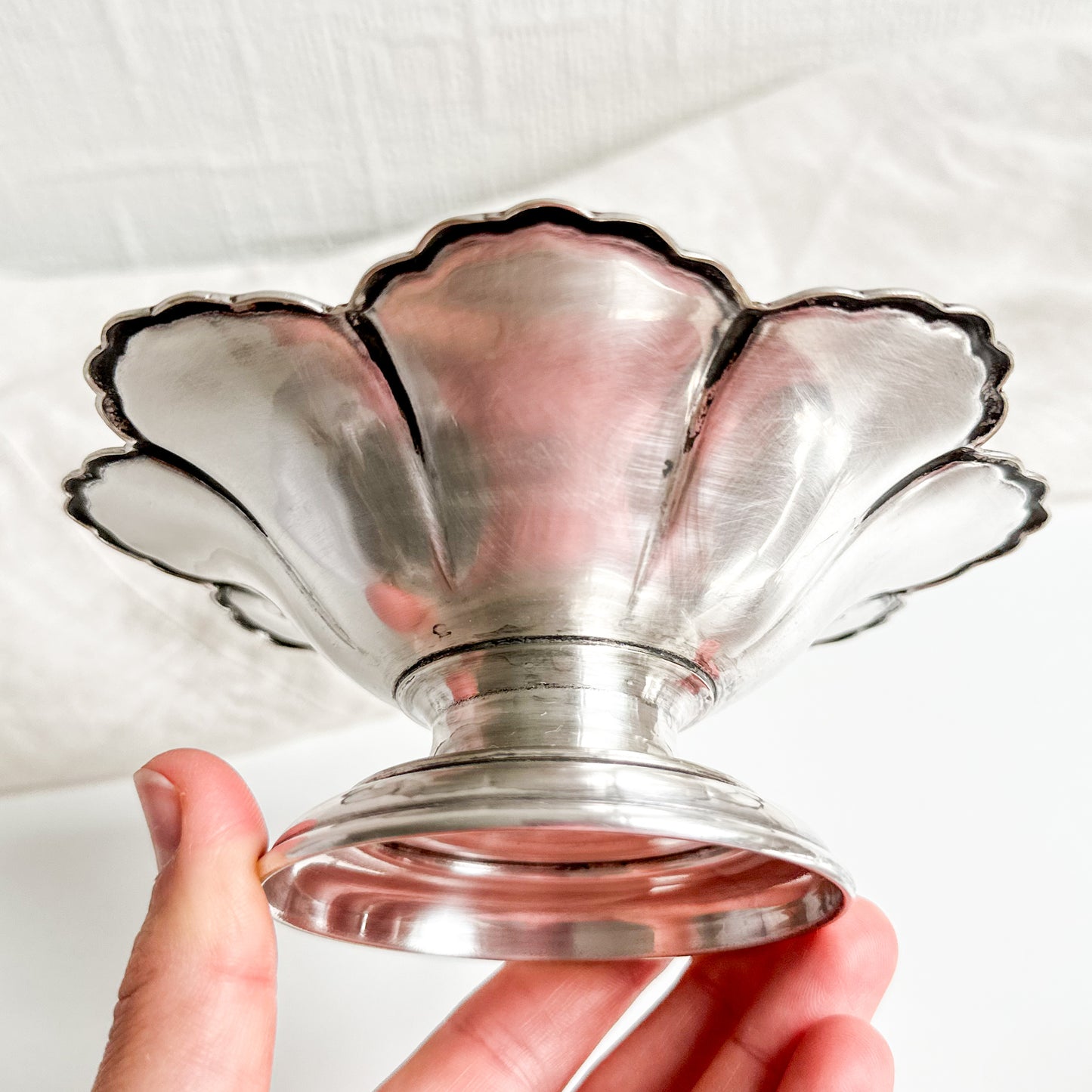 Flower Shaped Silver Plated Pedestal Dish