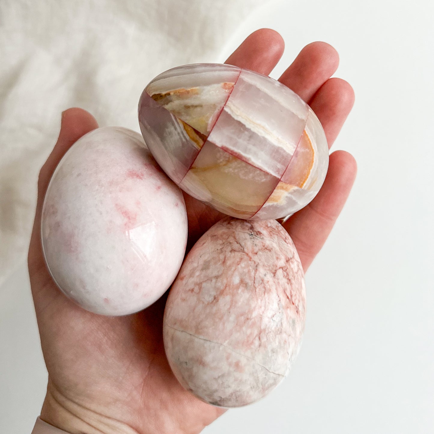 Set of 3 Marble Onyx Eggs