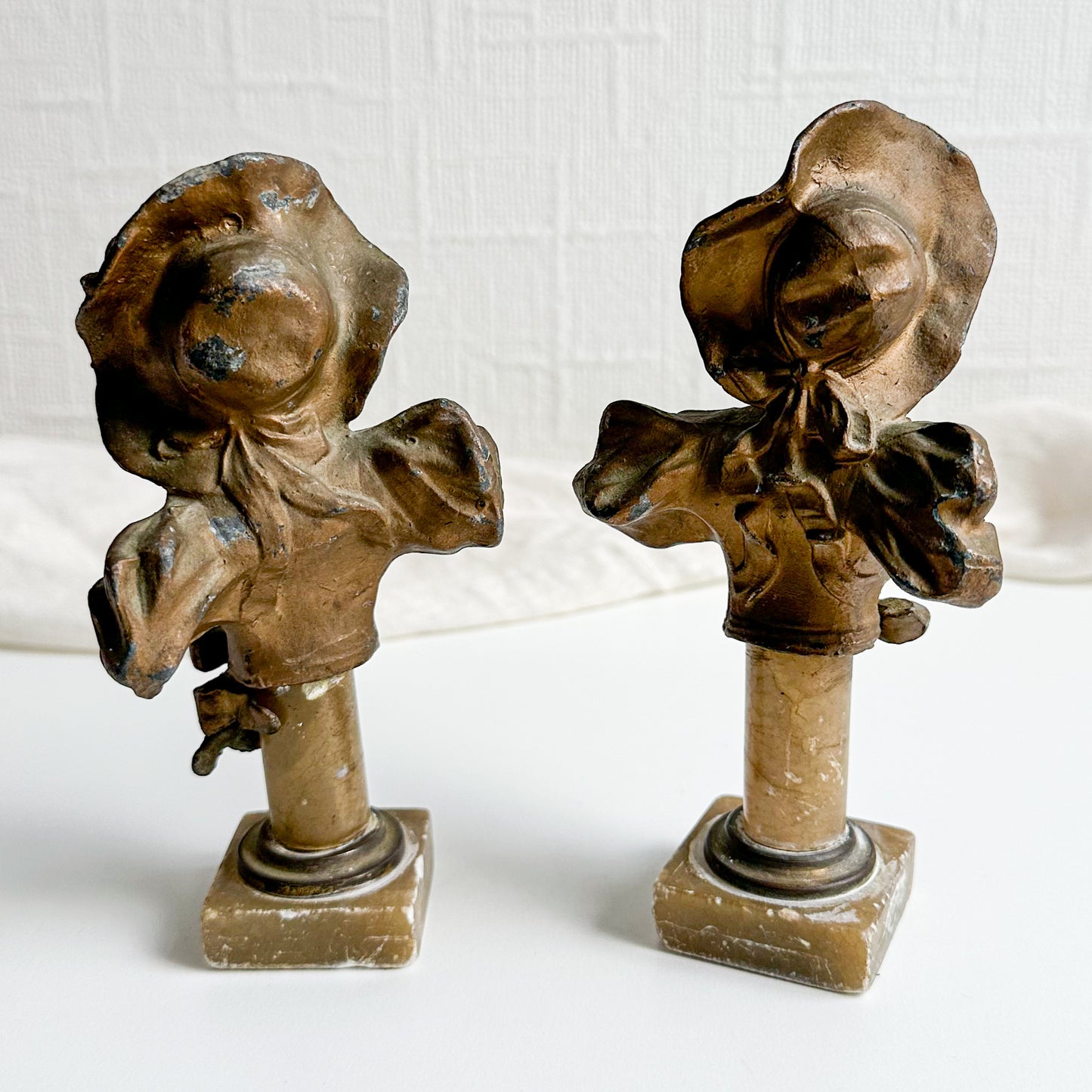 Pair of Antique Spelter Busts