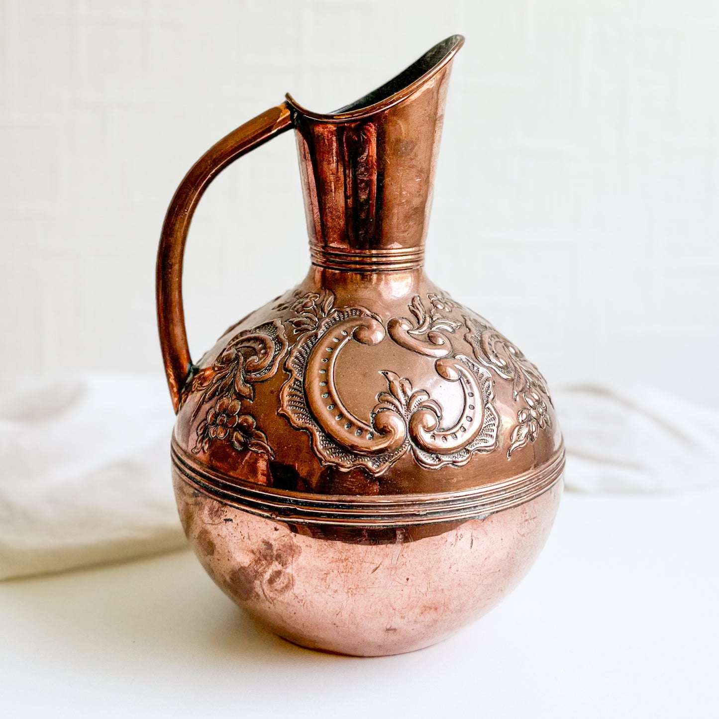 Antique Ornate Copper Jug