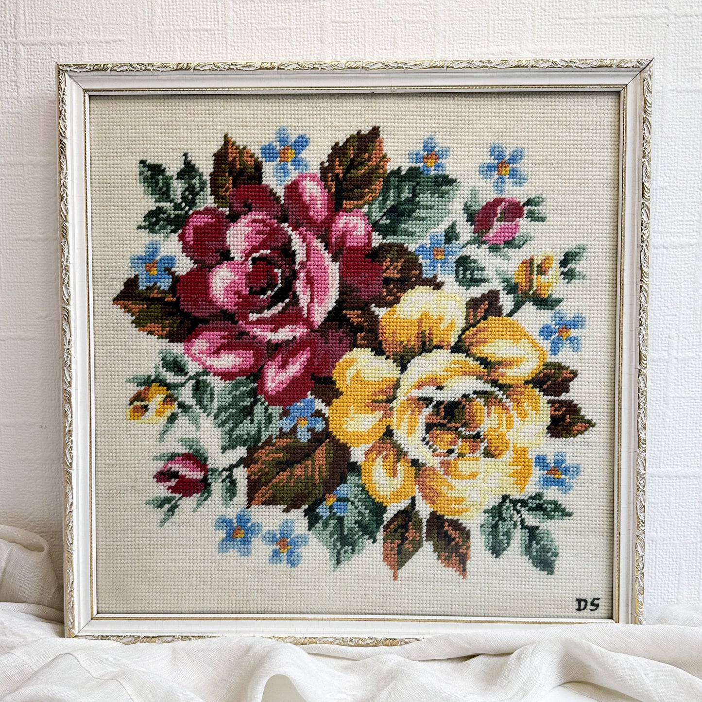 Framed Needlepoint with Roses