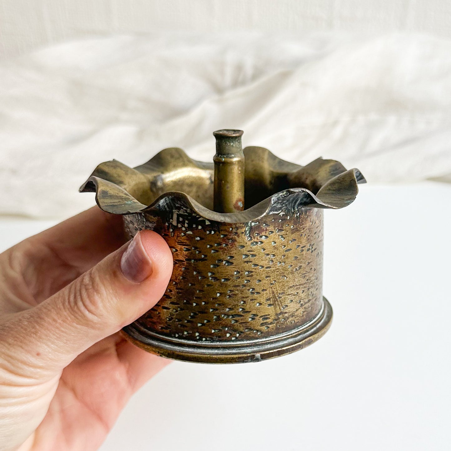 Brass Trench Art Ashtray / Trinket Dish