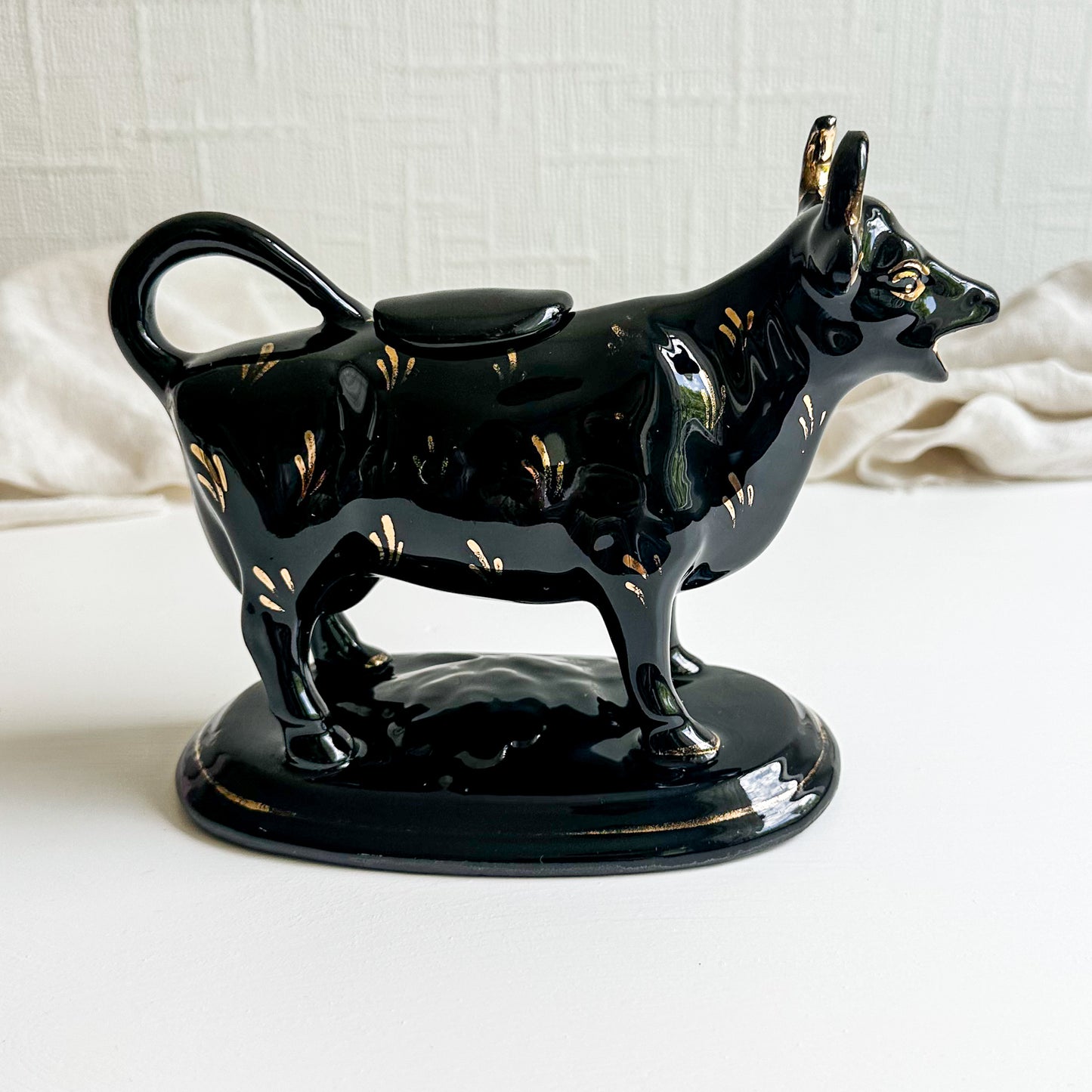 Victorian Jackfield Black Cow Creamer