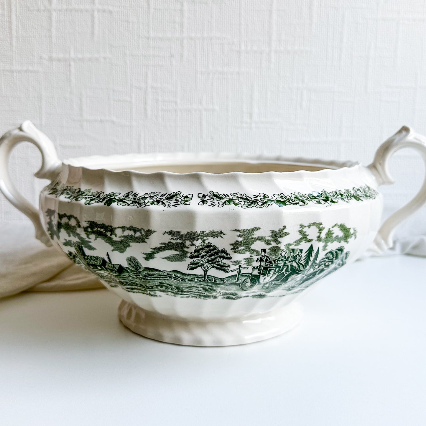 Green Transferware Tureen / Planter