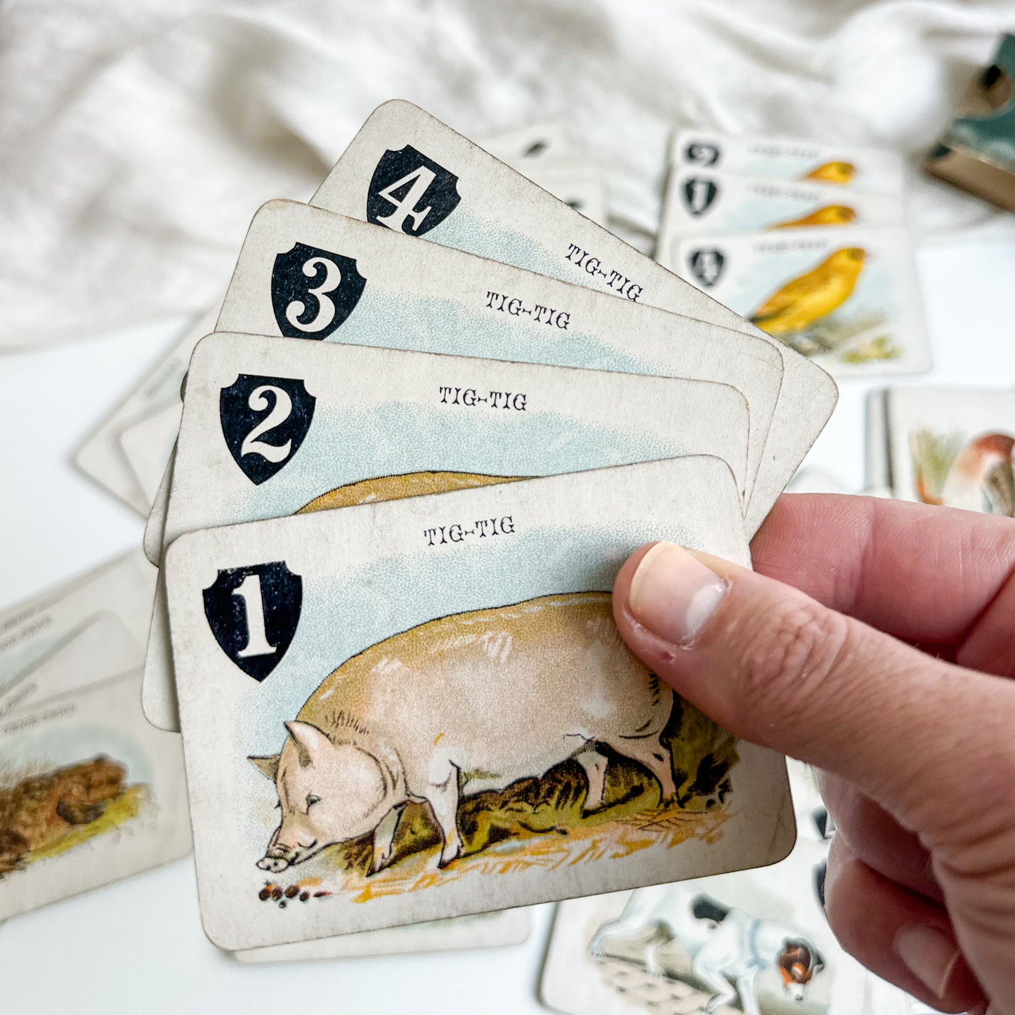 Antique “Animal Grab” Card Game