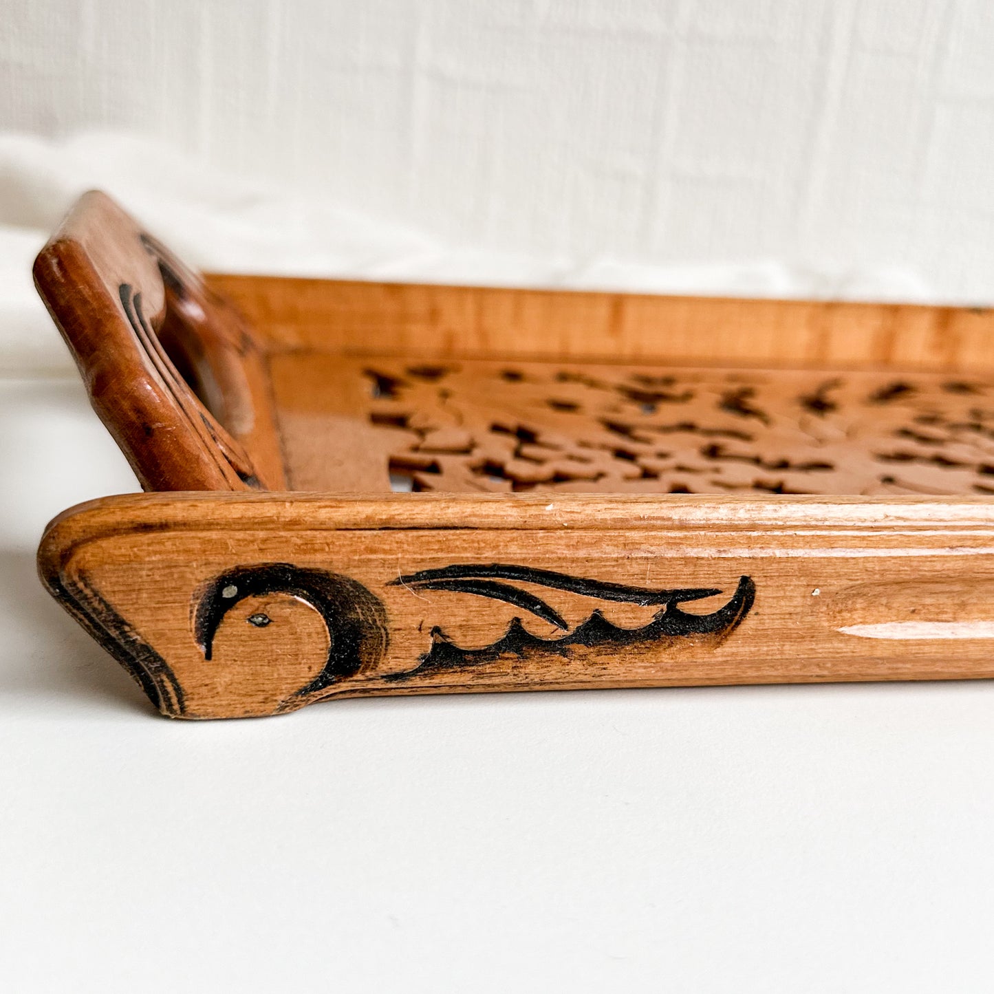 Carved Ornate Wooden Teak Tray