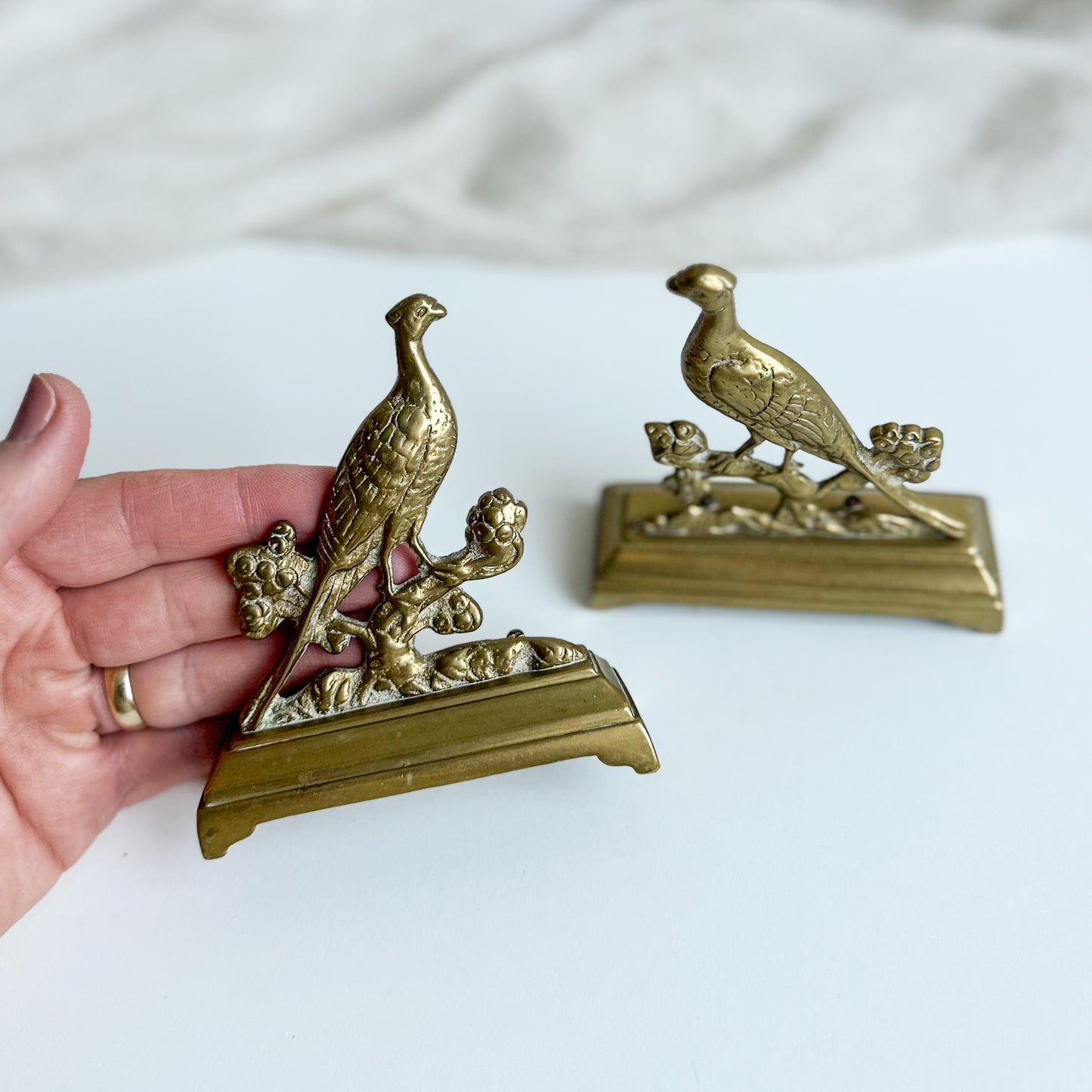 Pair of Brass Pheasants