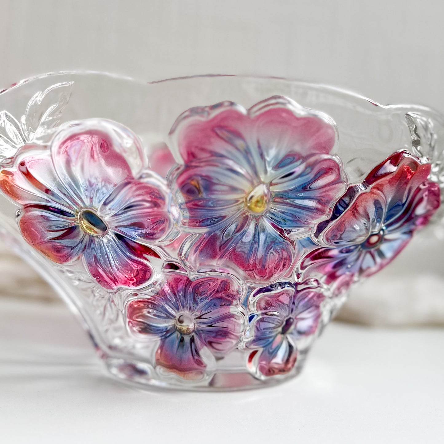 German Glass Floral Bowl / Vase