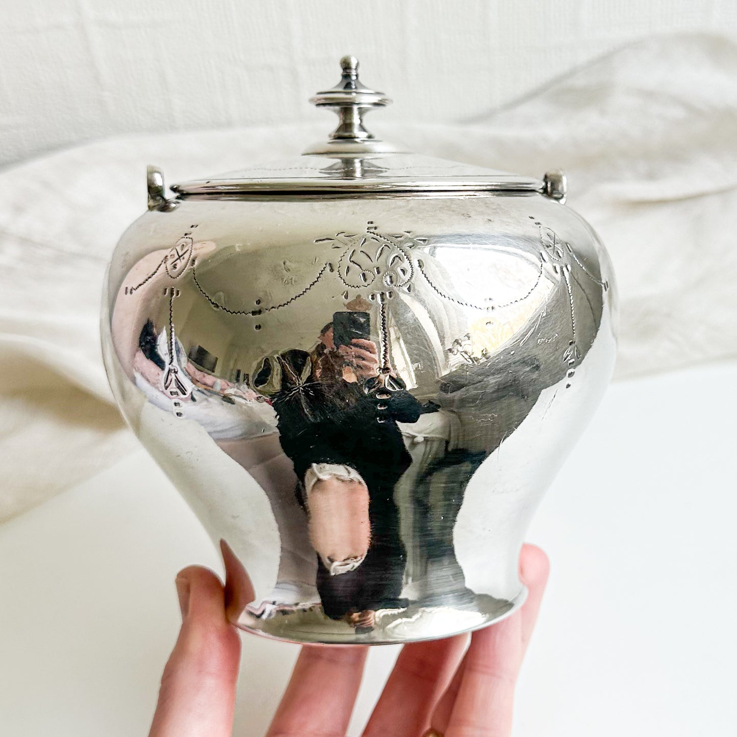 Antique Silver Plated Biscuit Barrel