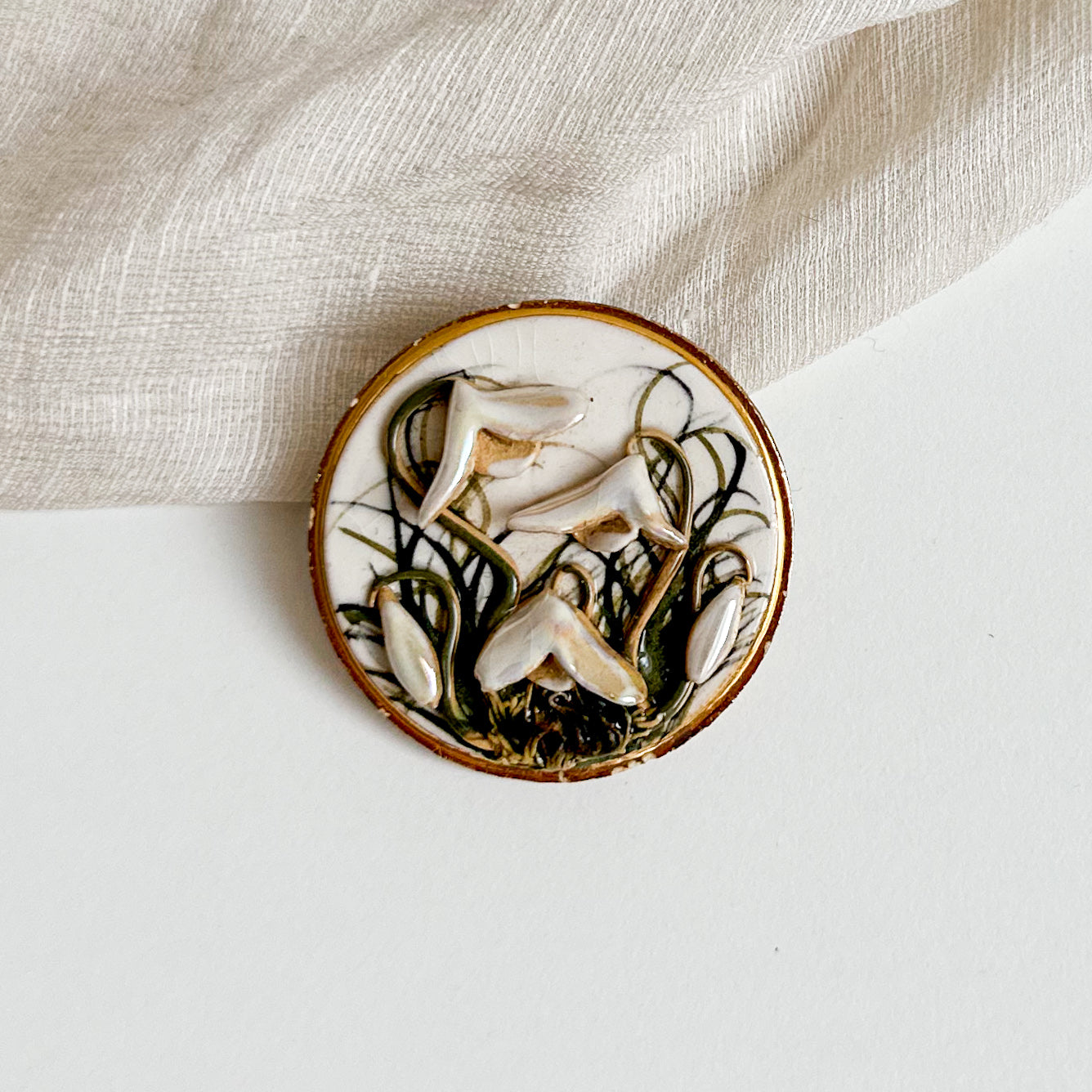 Ceramic Snowdrops Brooch
