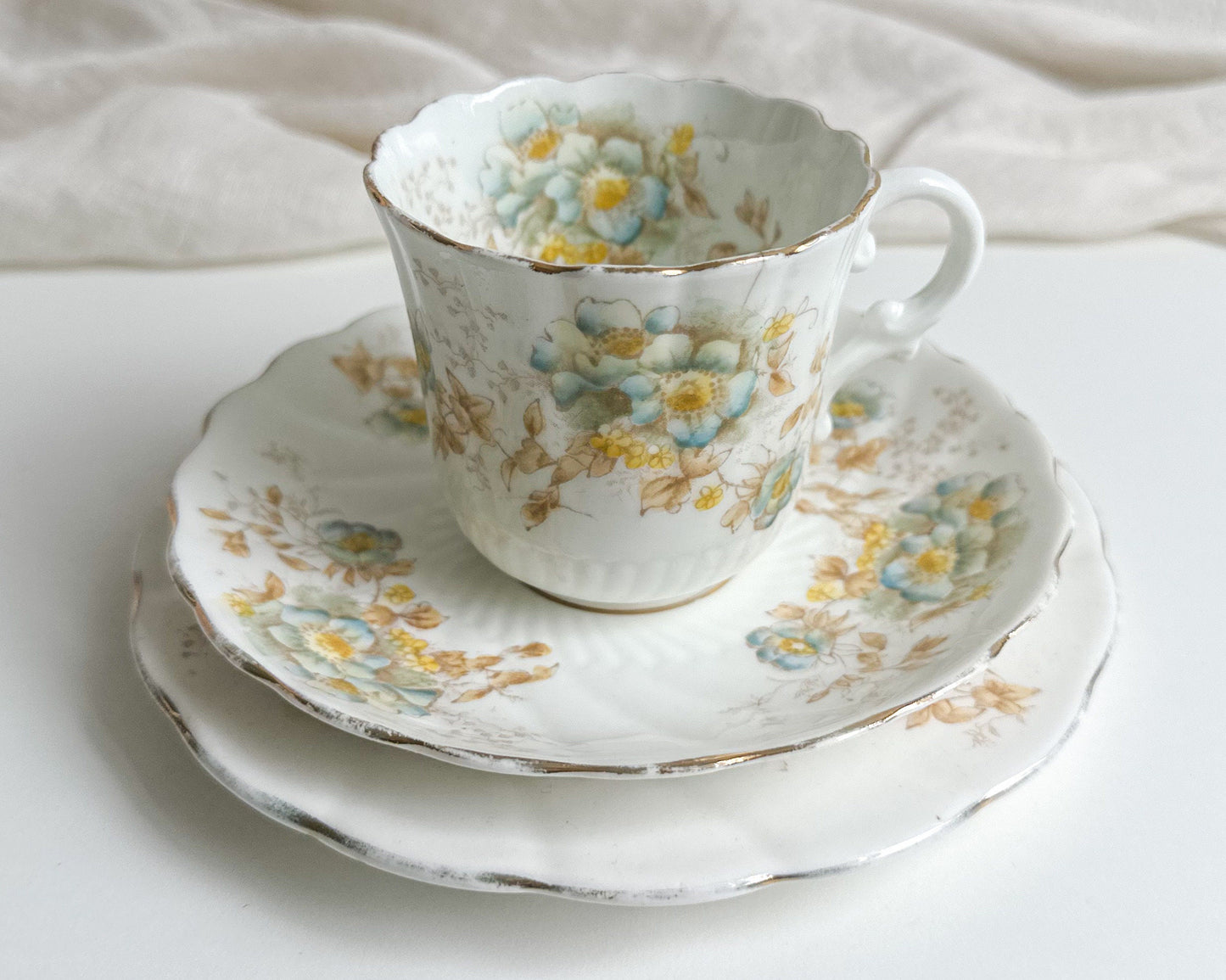 Antique Tea Trio with Damage